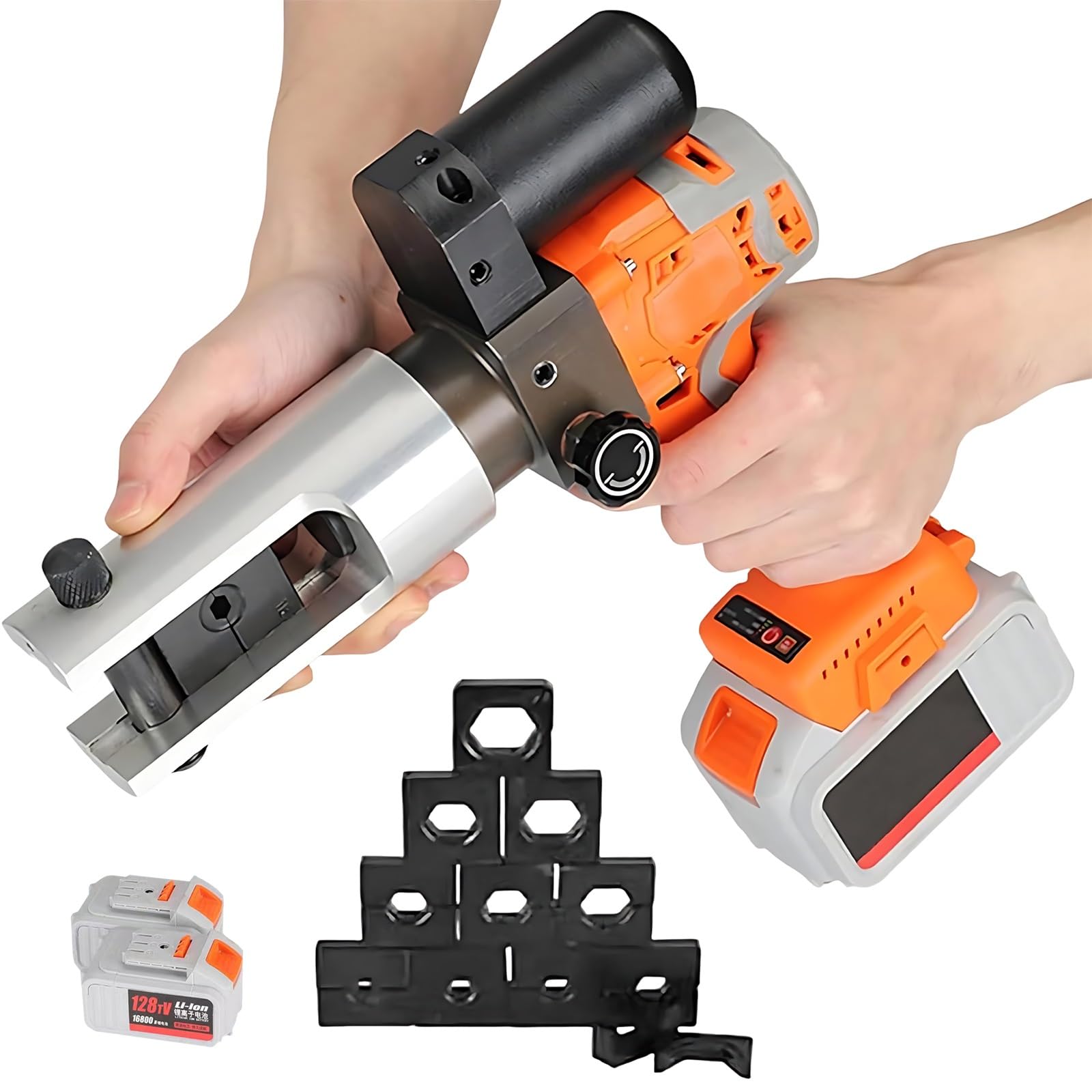 Durablesta One Color Battery Hydraulic Pressing Tool, 12 Tons Cordless Cable Lug Crimper For Wire Terminal Aluminum Copper Pipe, 18V Electrical Pliers Set With 11 Thickened Dies, Storage Case