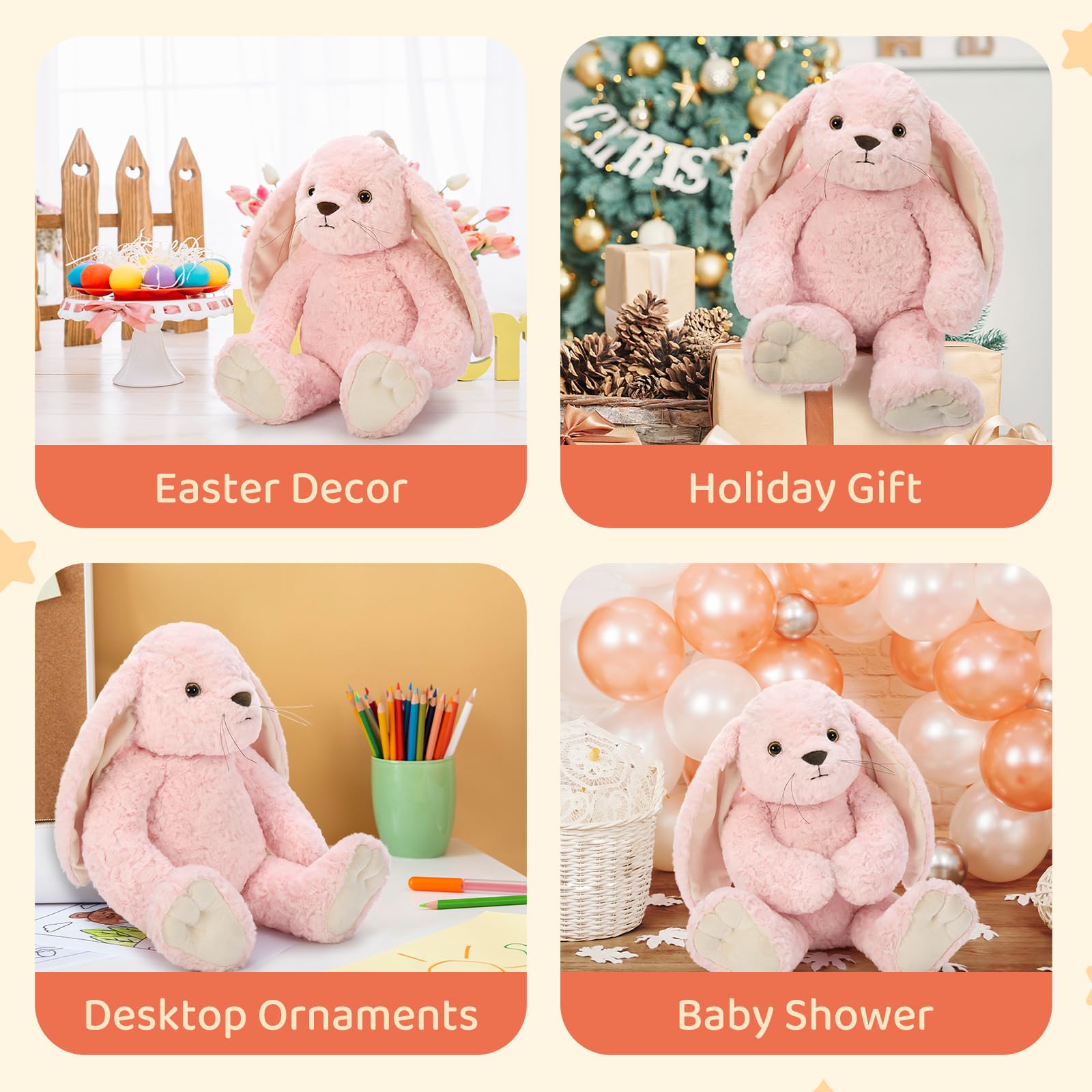 MorisMos 45cm Hase Kuscheltier XXL, groß hase plüschtier stofftier, Geburtstag Ostern Geschenk für Kinder Baby Mädchen als Ostern deko Puppe