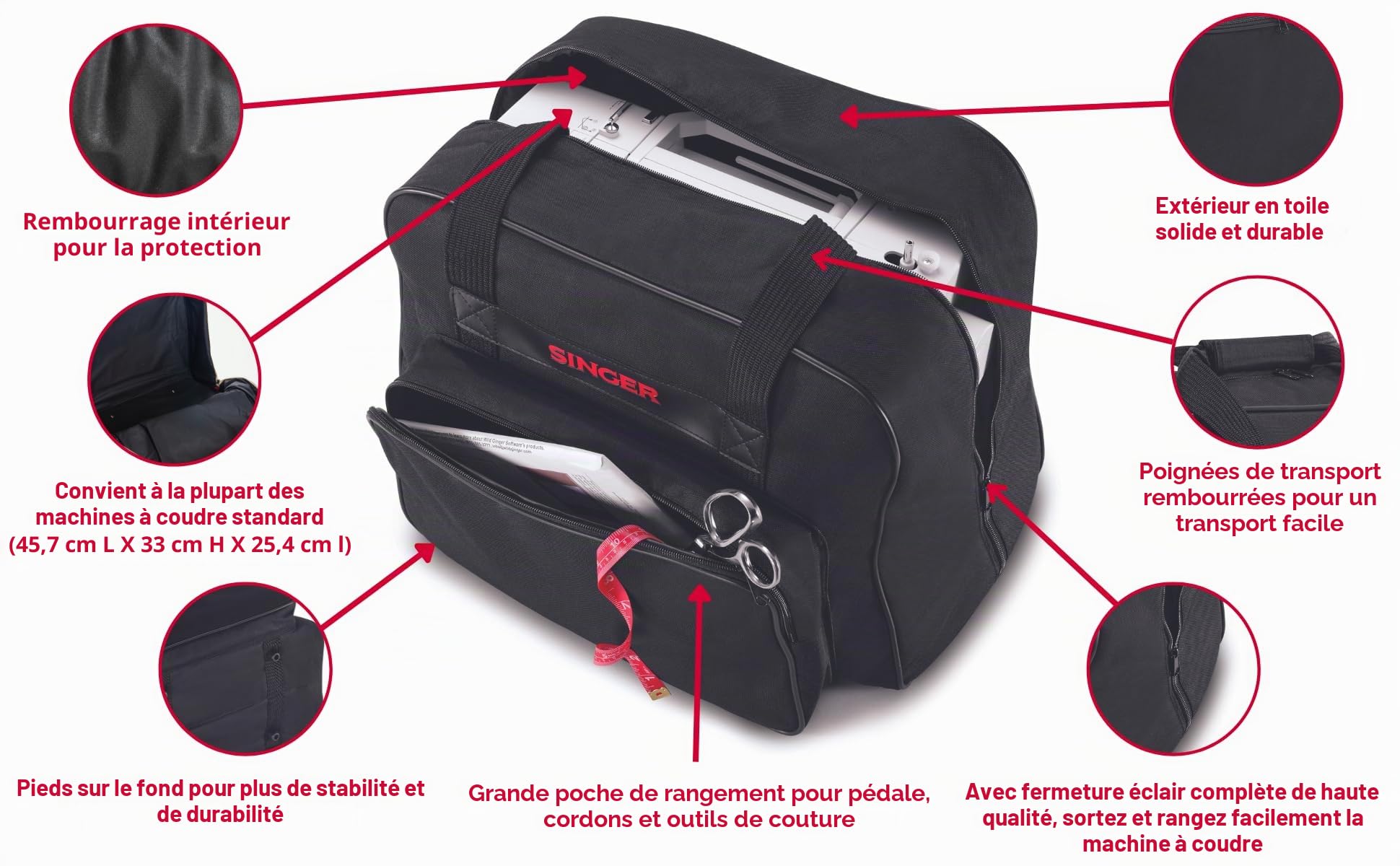 Singer | Étui de Transport pour Machine, Noir, Taille Universelle, Portable