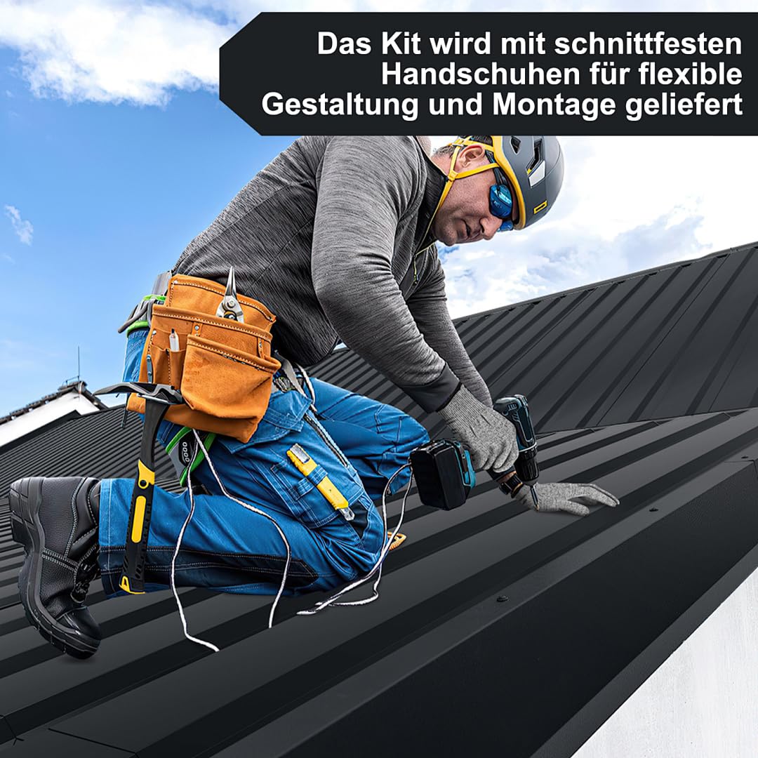 48x Trapezblech Profilblech 115 x 45 cm, 24,84 m², Dachblech Glattfläche Wellblechplatten für Dach 0,25 mm, Wetterfest, Geeignet für Garage, Schuppen, Handschuhe, Anthrazit