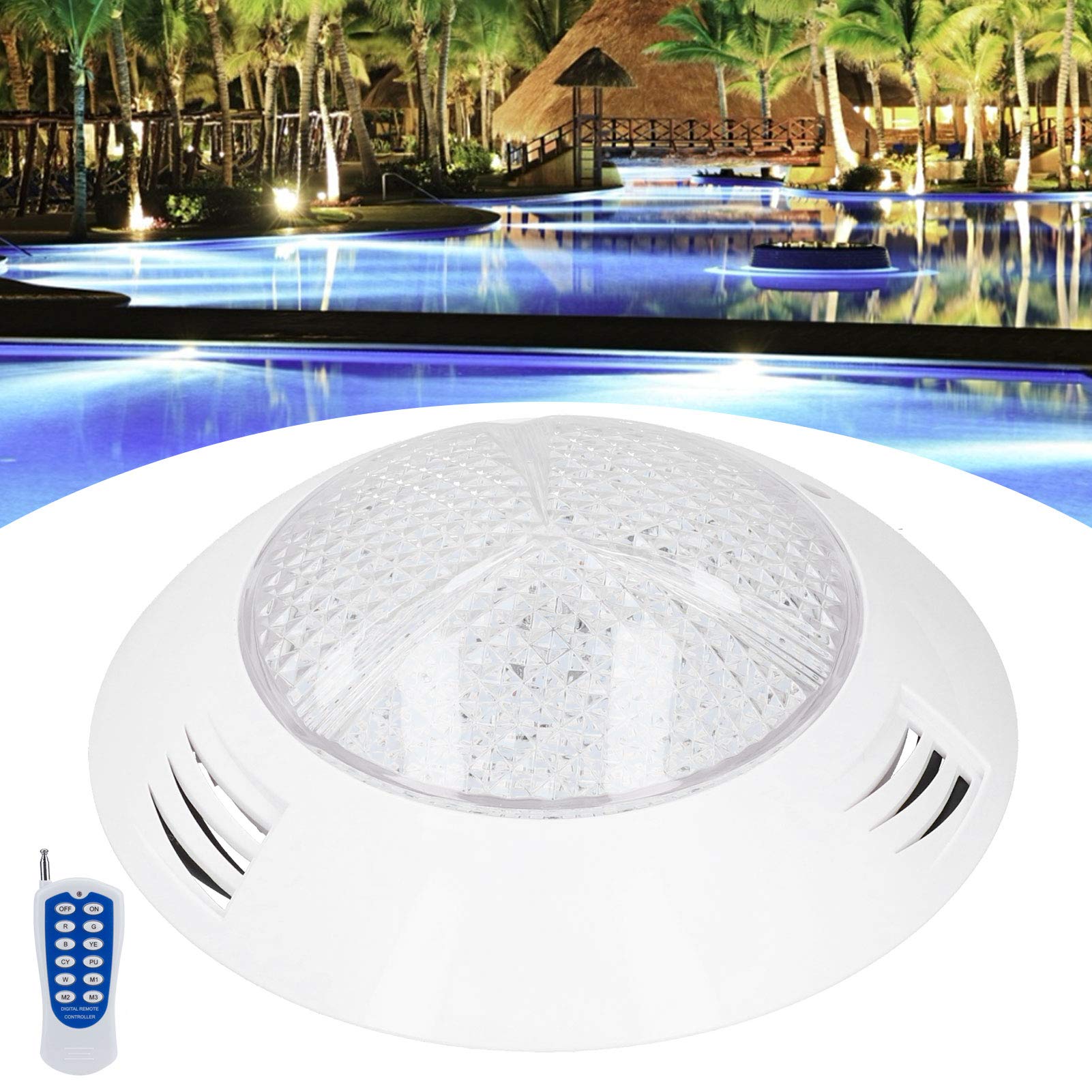 Fdit Luce per Piscina 300LED RGB con Telecomando, Lampada Subacquea Impermeabile IP68 da 30W per la Decorazione del Paesaggio e L'illuminazione del Giardino