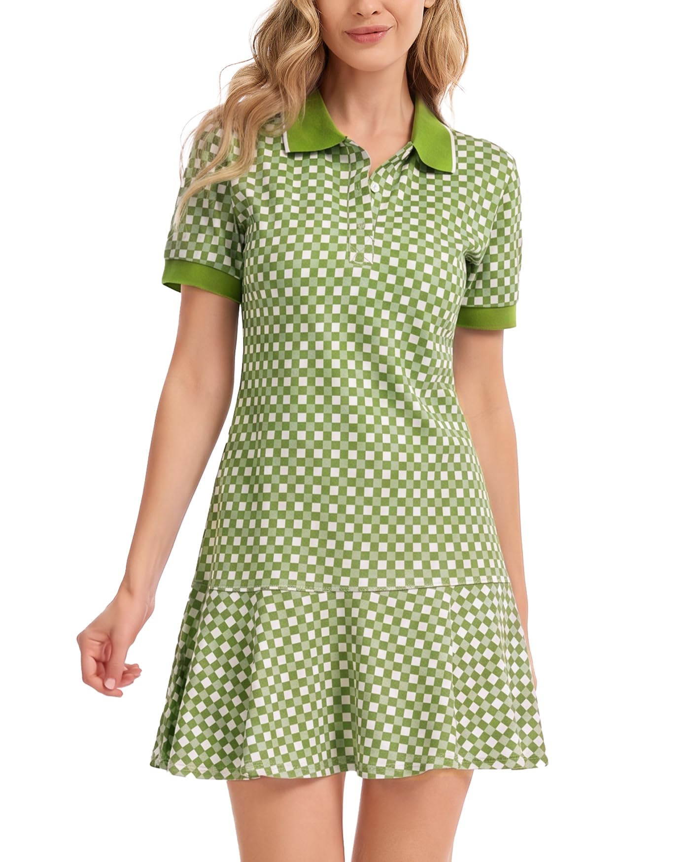 Polo Dress for Women Ruffle Hem Golf Tennis Summer Casual Mini Dresses
