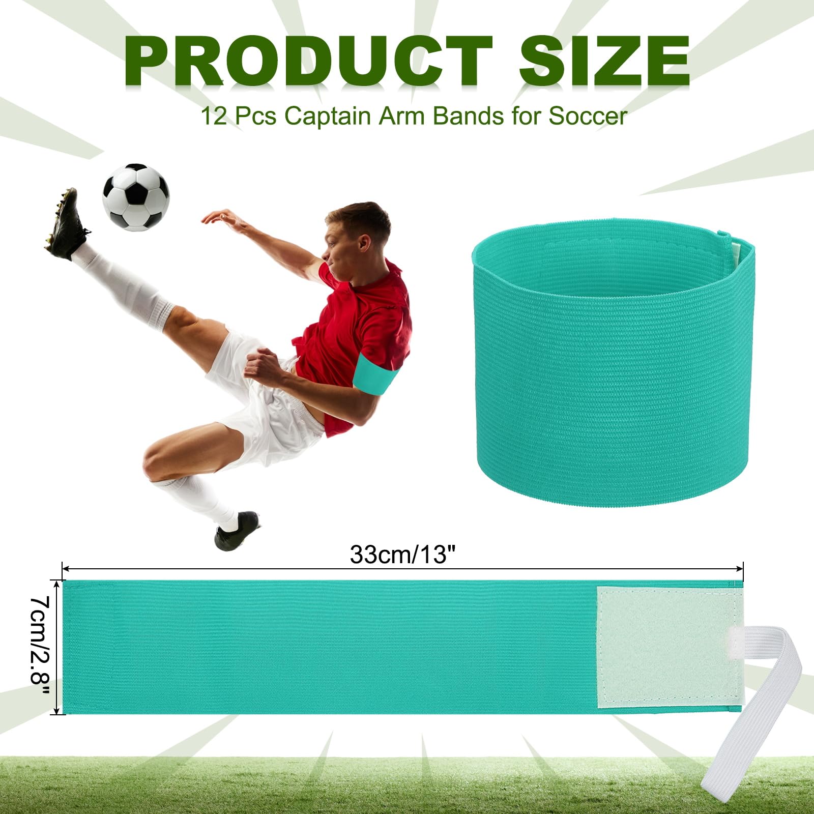 PATIKIL Brassard de Capitaine de Football, 18 pièces Brassardsélastiques pour Le Football Brassardsde Sport pour Jeunes et Adultes Équipe de Football Entraînement Lake Blue