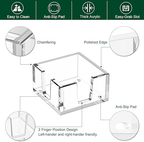 Miniatura 3 de BOSSCASA Soporte de Notas Adhesivas de Acrílico, Soporte para Bloc de Notas Autoadhesivas SIN Blocs - Dispensador de Notas Organizador de Escritorio