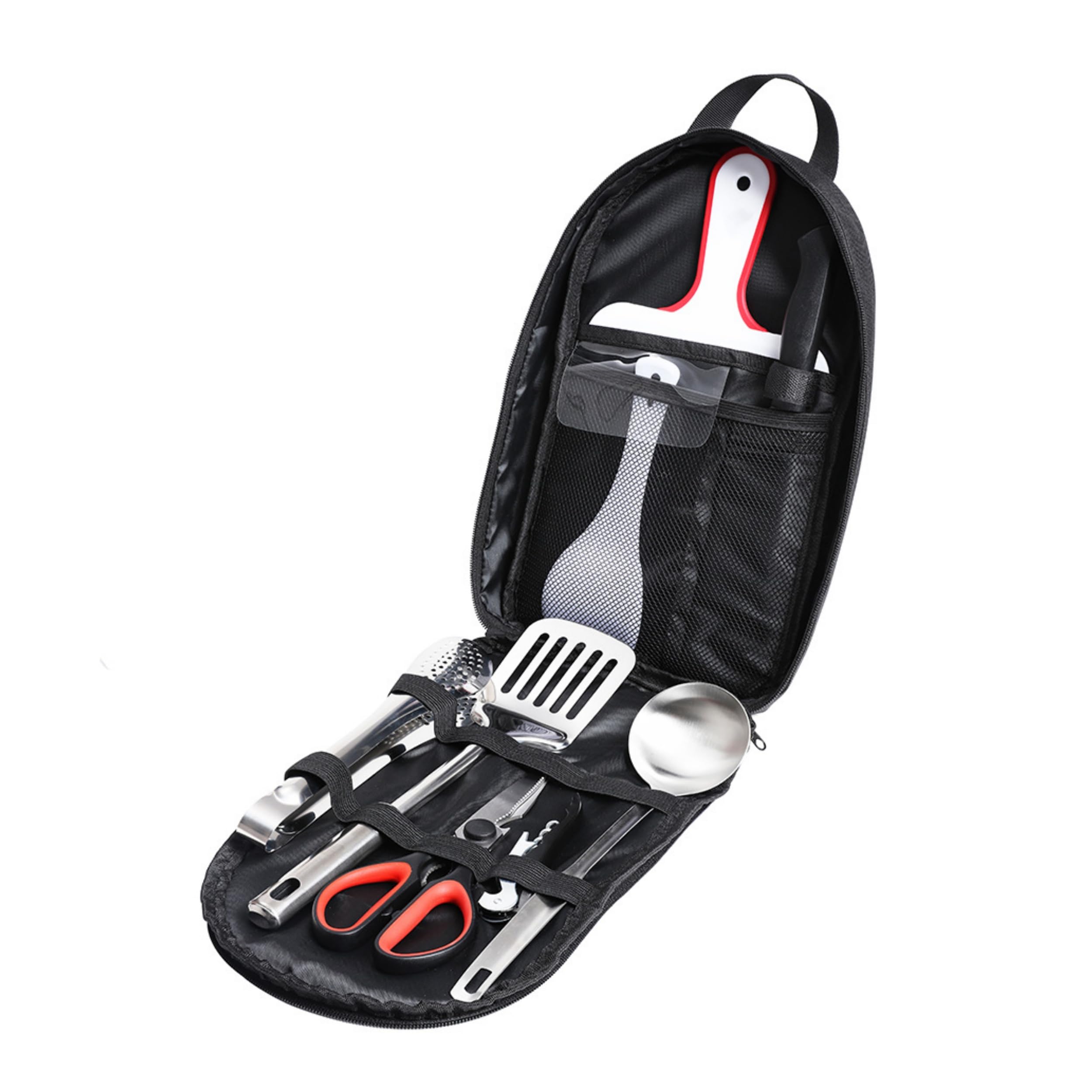 BRAVECOW Portable Cookware Utensils 9Pcs Outdoor Camping Cookware Set Barbecue Stainless Steel Picnic Tableware Simple Kitchen with Organizer Bag Travel Camping Cooking Accessories - Image 3