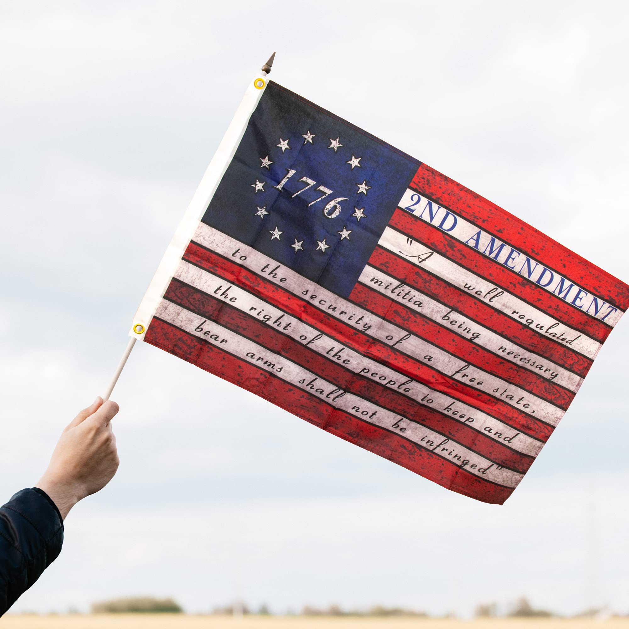 Betsy Ross 2nd Amendment Flagge, 90 X 150 Cm, Aus 100D-Polyester – Vintage-Design Mit Verfassungstext, Für Außenbereich & Garten
