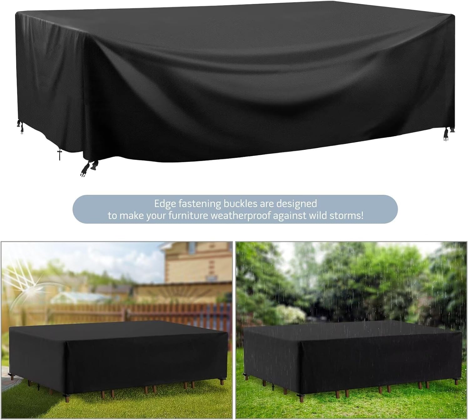 CAMEL CROWN パティオ家具カバー 防水 汎用 屋外ソファテーブルと椅子カバー 長方形 カウチ セクションカバー 防水 パテ