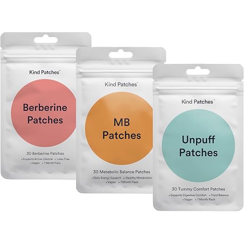 Kind Patches Trio - Unpuff, MB, and Berberine Patches - Vegan, Cruelty Free, Latex Free - 3 Pack, 90 Count