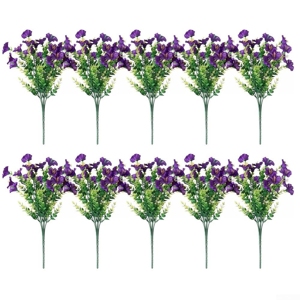 Fleurs d'eucalyptus artificielles en soie Morning Glory lot de 10 tiges haut de gamme