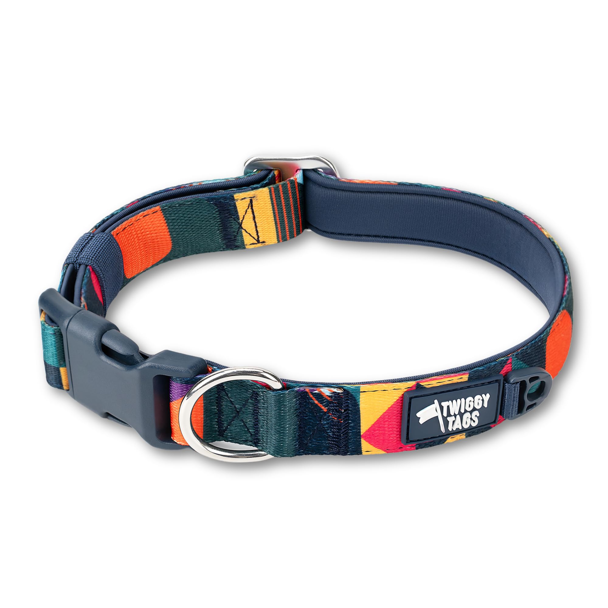 Twiggy Tags Comfort Collar | Durable & Padded Dog Collar | Quick Release Buckle | Suitable For All Dog Breeds (Aurora Multi-Coloured, XS)