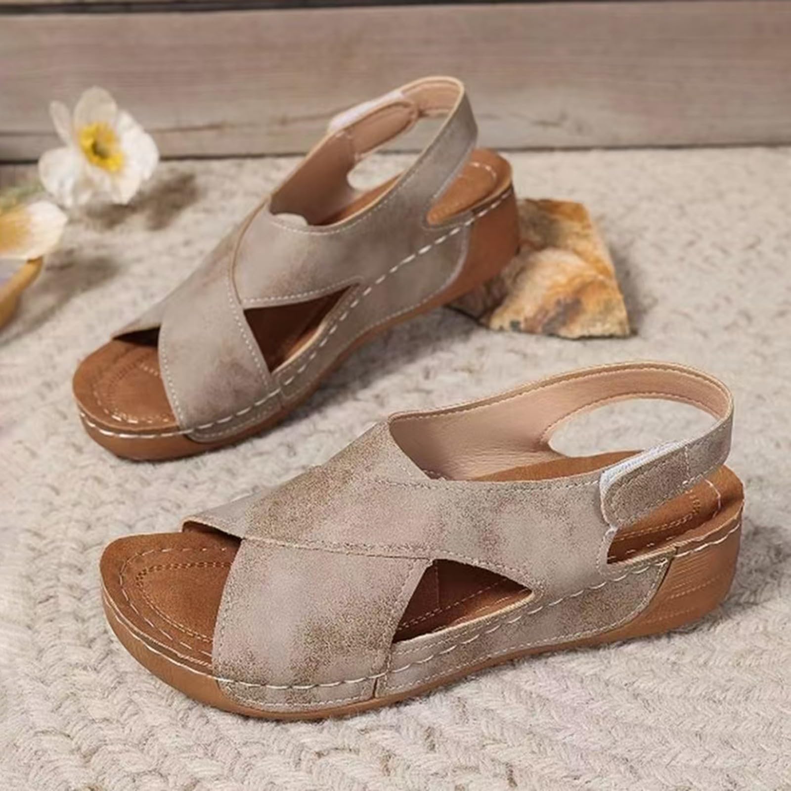 Sandalias Ortopédicas Plataforma para Mujer Antideslizantes con Tacón de Cuña