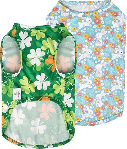 Miniatura 1 de CuteBone Paquete de 2 camisas para perros, ropa suave para mascotas, chaleco de verano transpirable para cachorros pequeños y ropa elástica para