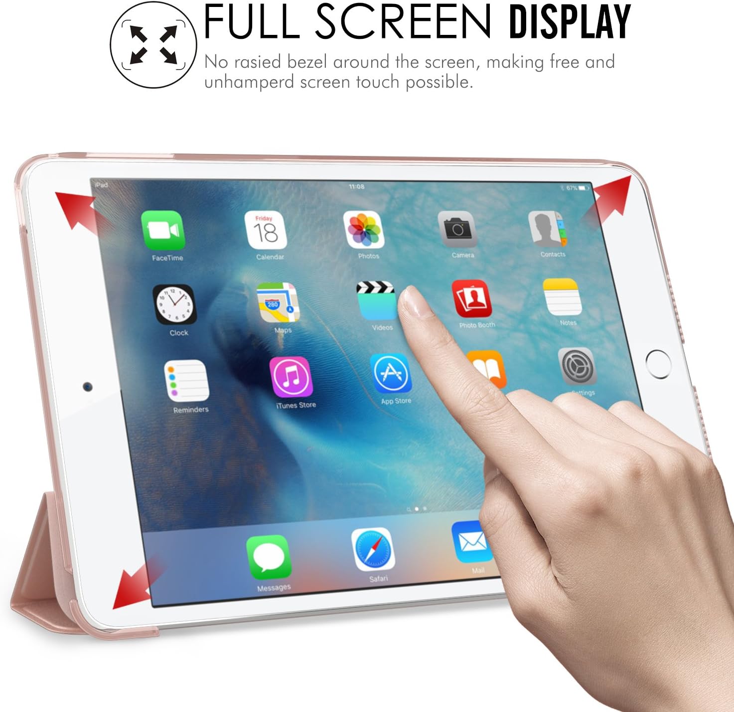 MoKo Case Fit New iPad Mini 5 2019/Mini 4 2015 (5th/4th Generation 7.9 Inch), Slim Lightweight Smart Shell Stand Cover with Translucent Frosted Back Protector, with Auto Wake/Sleep, Rose Gold