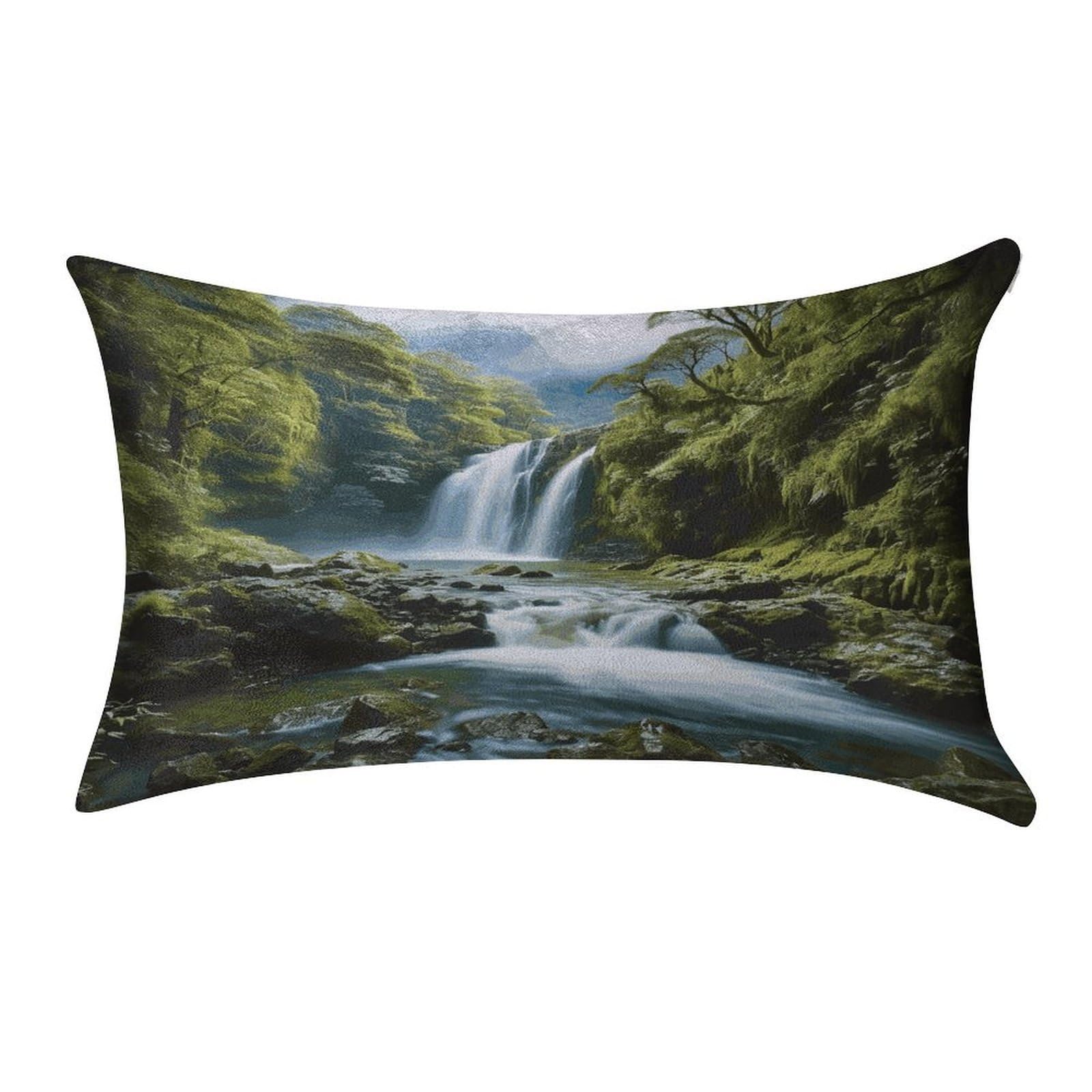 MUSM Waterfall Landscape Painting Pillow Case 12"X20" Luxury Velvet Throw Pillow Cover Fade Resistant Cozy Soft Pillowcases Pillow Protector Pillow Shams Lumbar Pillow Shells for Home&Gifts