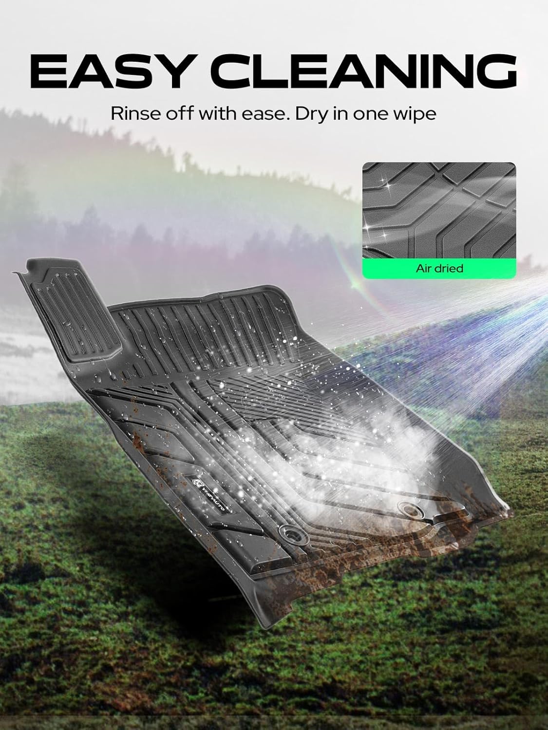 YHTAUTO Floor Mats Fit 2016-2023 Toyota Tacoma Access Cab, TPE All Weather Car Mats Waterproof Anti-Slip Odorless Floor Liner, Interior Car Accessories Front & 2nd Row Liner - Image 8