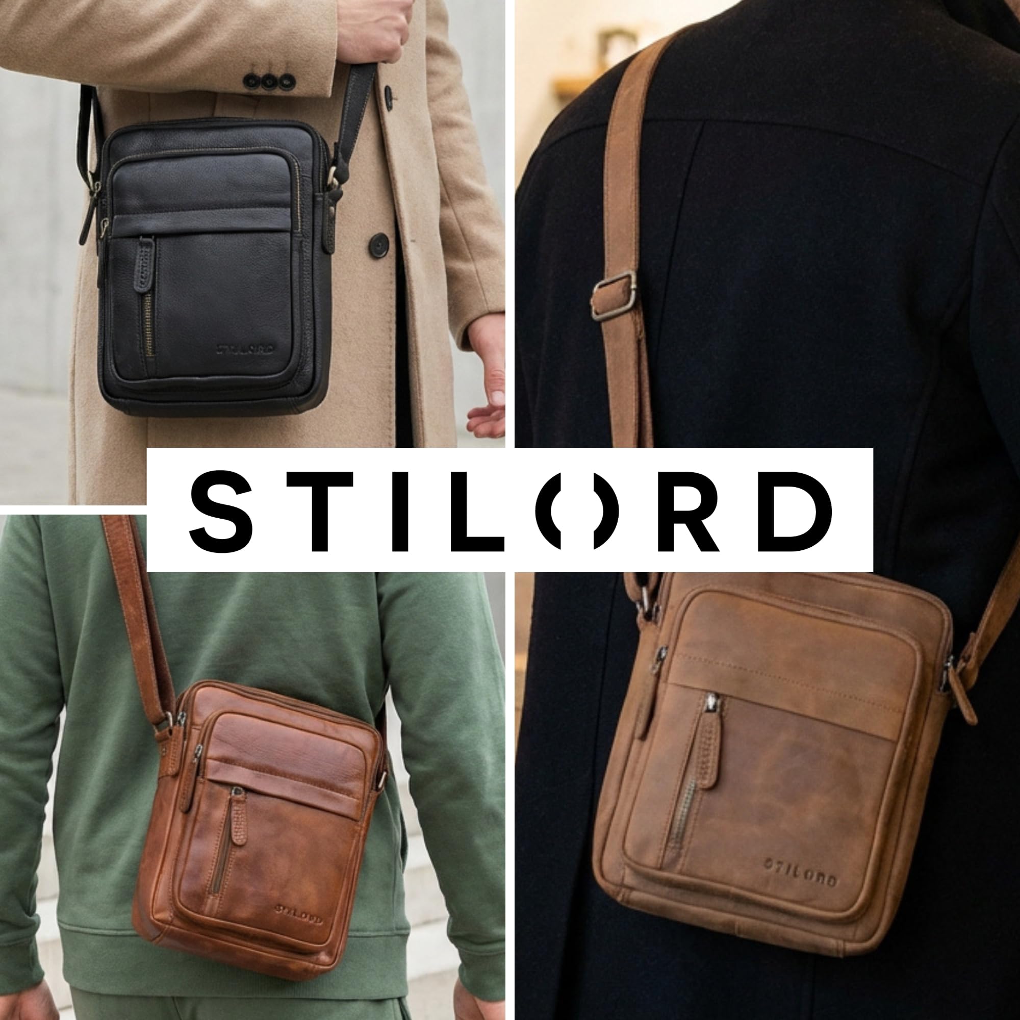 STILORD "Ivano Bolso Pequeño Cuero Para Hombre Bandolera Crossbody Bolsos De Mensajero Compacto Para Tablet De 10,9 Pulgadas Piel Auténtica Color:maraska - marrón
