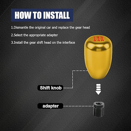 Miniatura 6 de Pomo de palanca de cambios para automóvil, perilla de cambio de transmisión manual, palanca de cambios para automóvil con adaptadores, perilla de