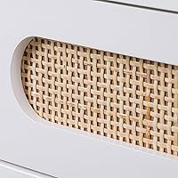 Vista 8 de FRITHJILL Mesa de centro con cajones de ratán, mesa central rectangular con marco dorado moderno de mediados de siglo