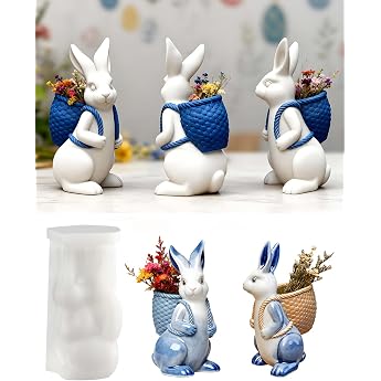 Pack of 1 Silicone Moulds Casting Moulds Easter Mini Rabbit Soft Silicone Mould Easter for 3D Exquisite Rabbits Silicone Mould Spring Plaster for Casting for Miniature Crafts