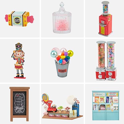 Miniatura 6 de Rolife Casa de muñecas kit de casa de muñecas en miniatura a escala 124 casa de dulces con LED para hacer habitaciones kit de manualidades para