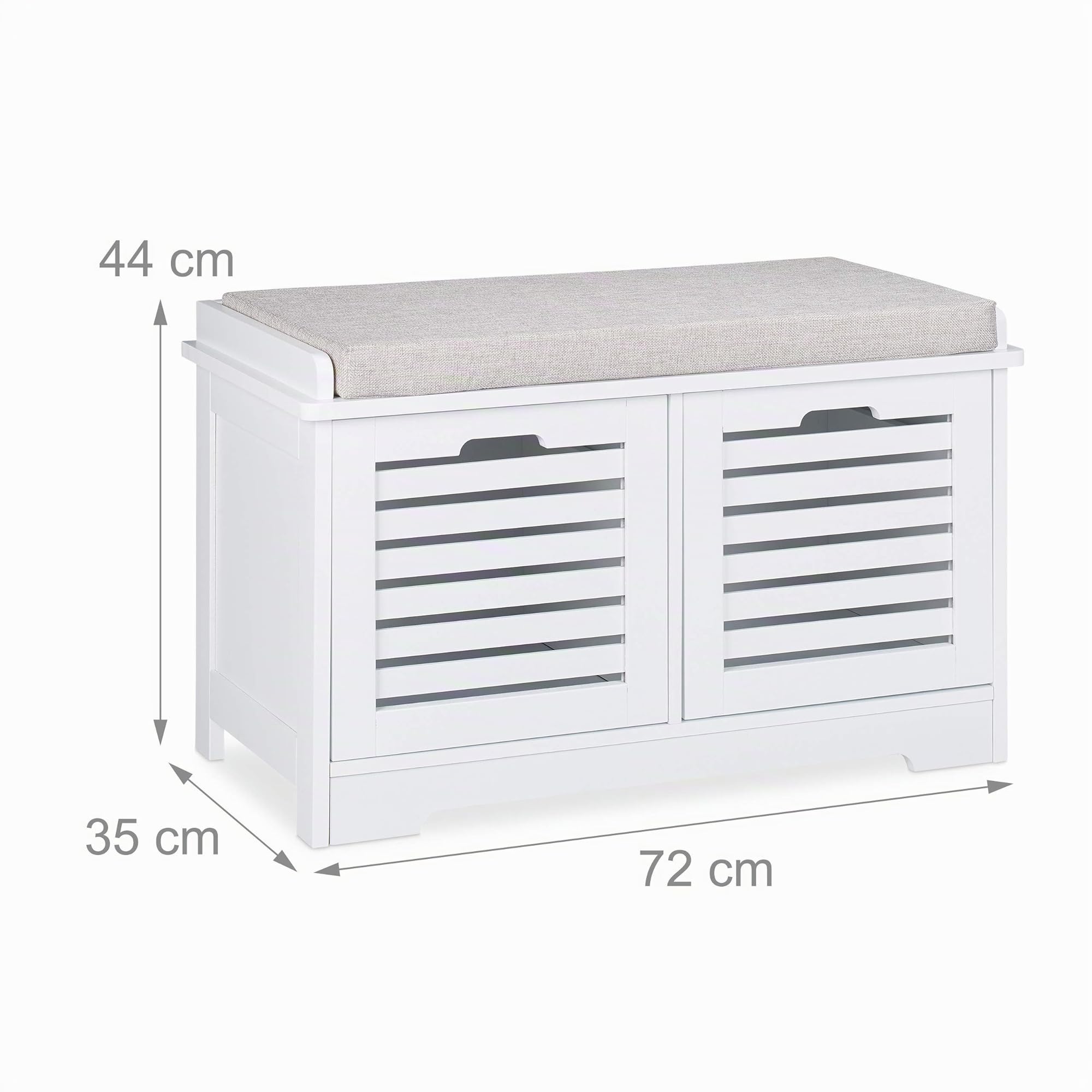 Relaxdays Panca con Contenitore, 2 Cassetti, Stile Rustico, Cassapanca Imbottita da Cucina, HxLxP 44x72x35 cm, Bianco