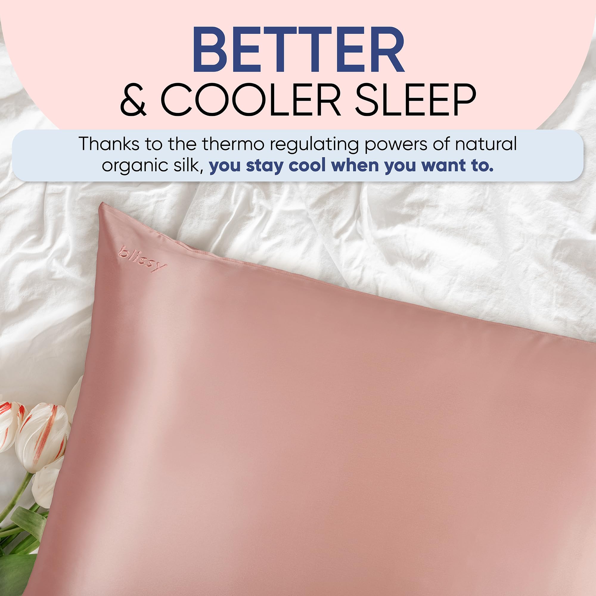 Amazon｜Blissy Silk Pillowcase - 100% Pure Mulberry Silk - 22