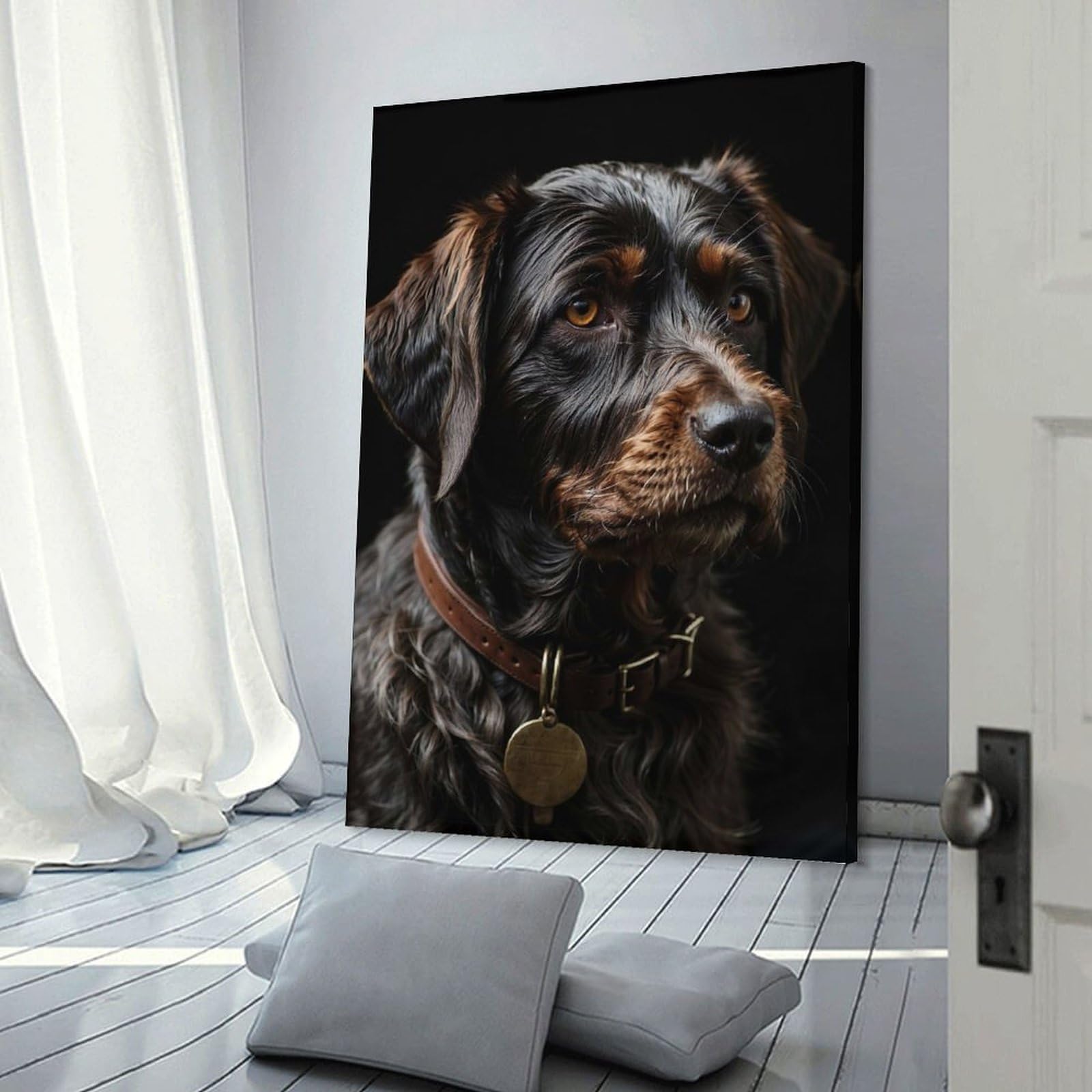 Junmoney Frame-Style-13 Black Dachshund German Dog Home Decor Wall Art 20X30inch(50X75cm), For Lounge, Study, Hallway Or Flat Walls, Stylish Home Artwork For Focal Walls