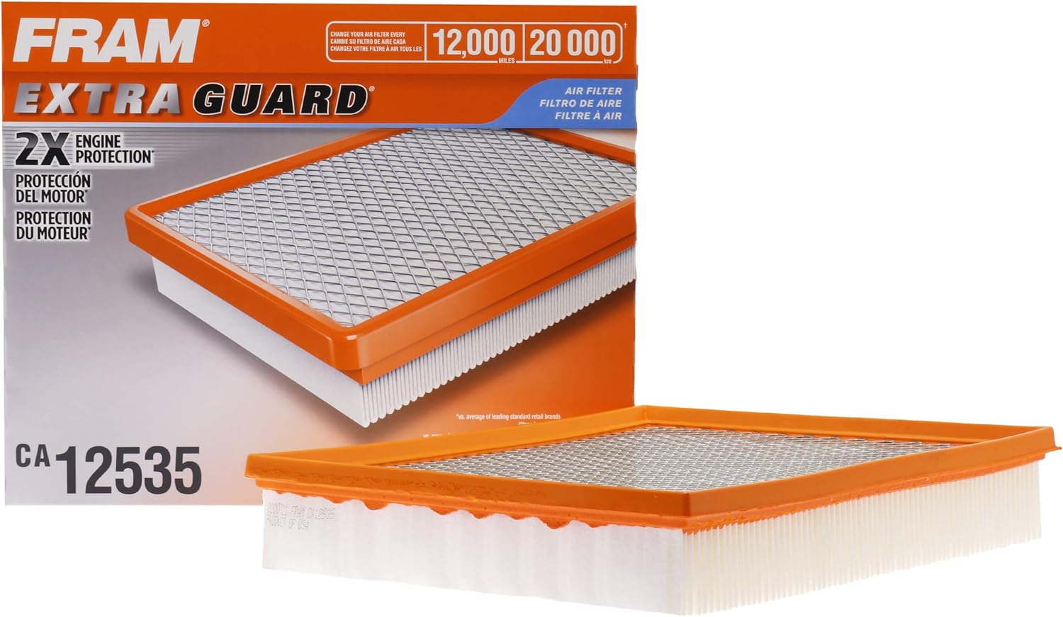 FRAM Extra Guard CA12535 Flexible Replacement Engine Air Filter for Select 2019-2023 Ford Ranger (2.3L), Provides Up to 12 Months or 12,000 Miles Filter Protection
