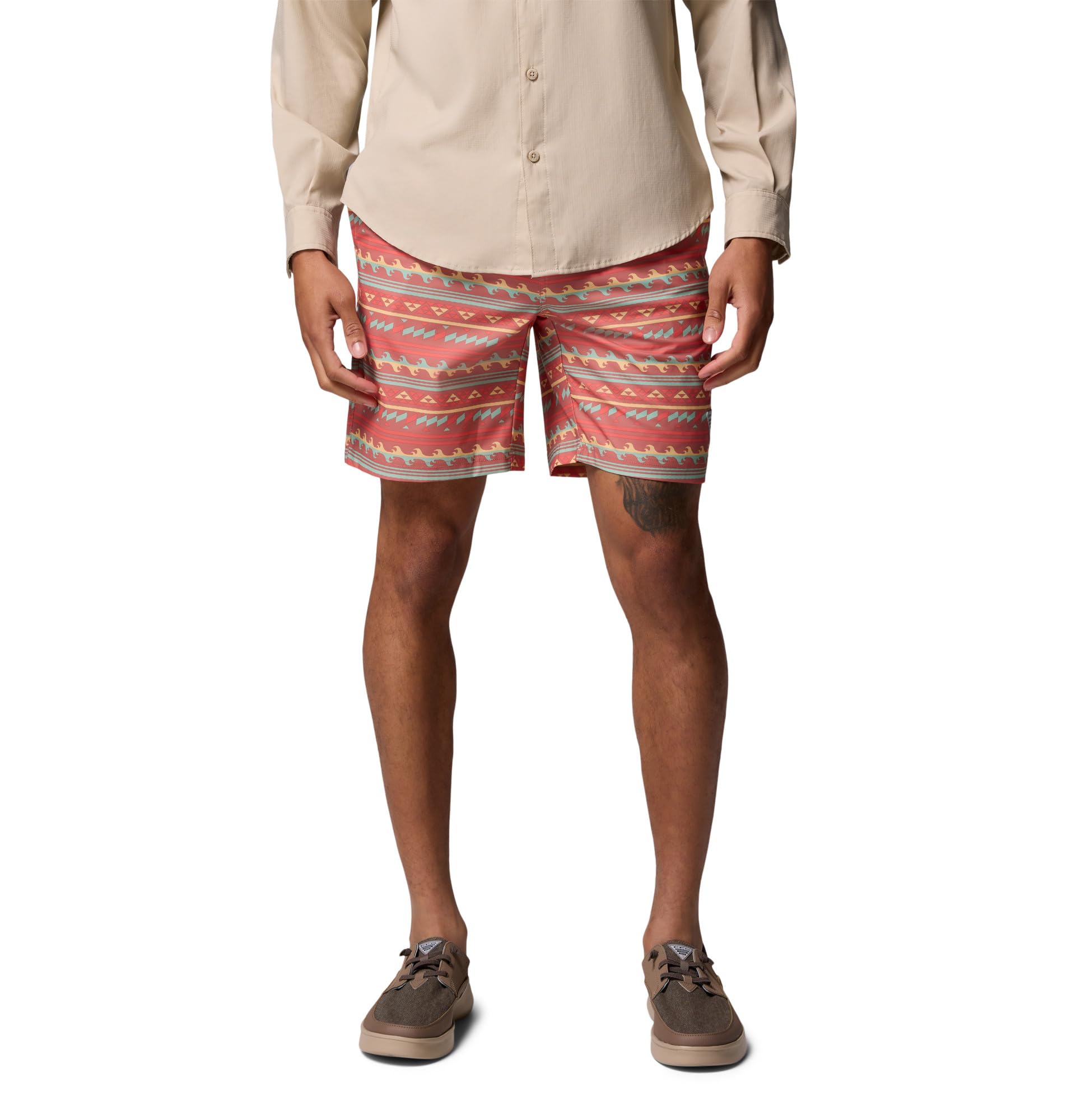 Columbia Mens PFG Rambler Printed Water Short, Rosewood Waved, X-Large x 8