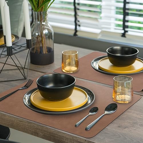 Miniatura 4 de Juego de 4 manteles individuales de cuero, lavables para interiores y exteriores, hogar, cocina, cafetería, bar, resistente al calor, fácil