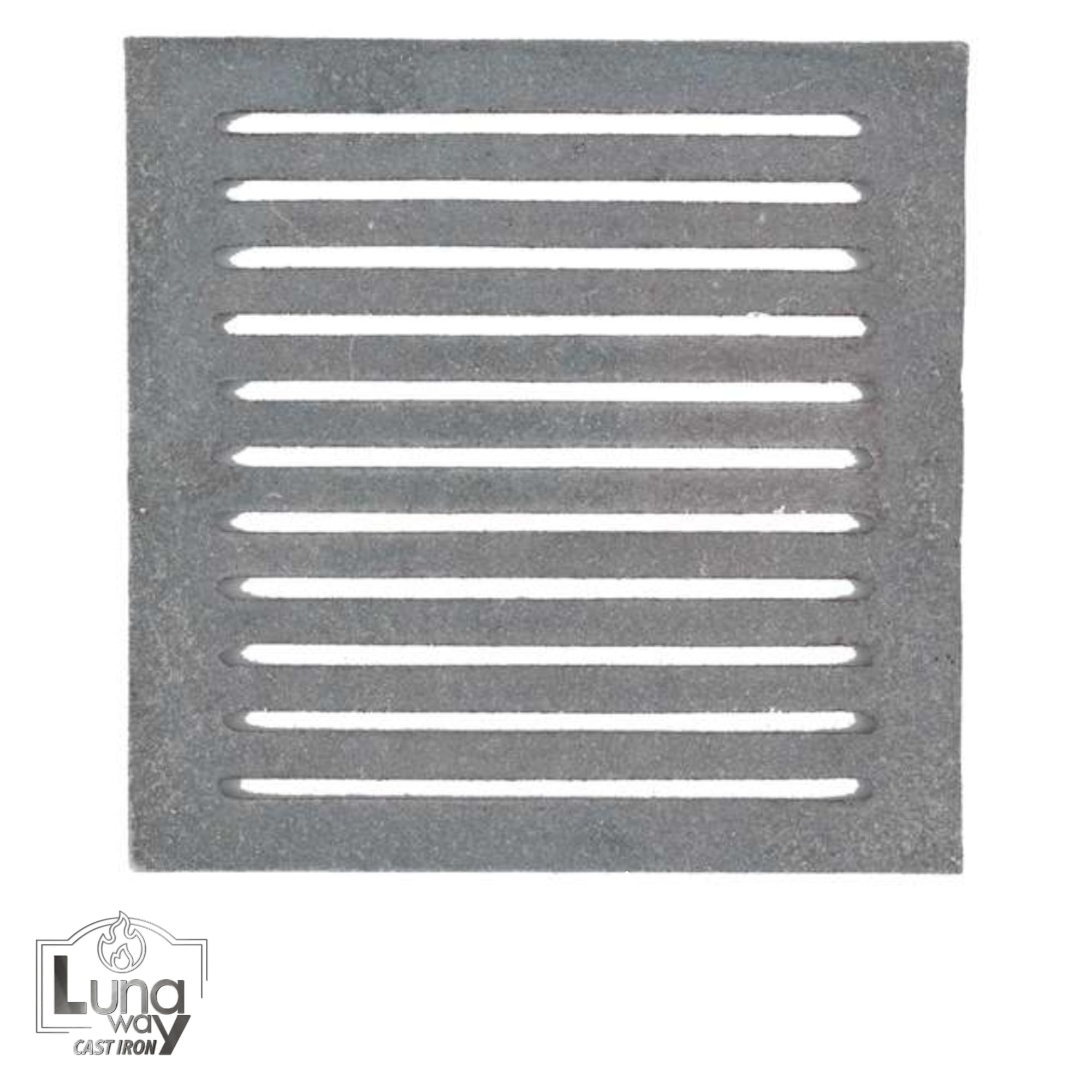 23,5 x 23,5 x 1 cm - LUNAWAY żeliwny grill | Poprawia ciągnięcie | Odporny na wysokie temperatury | Łatwe usuwanie popiołu w kominkach i piecach na drewno i pellet