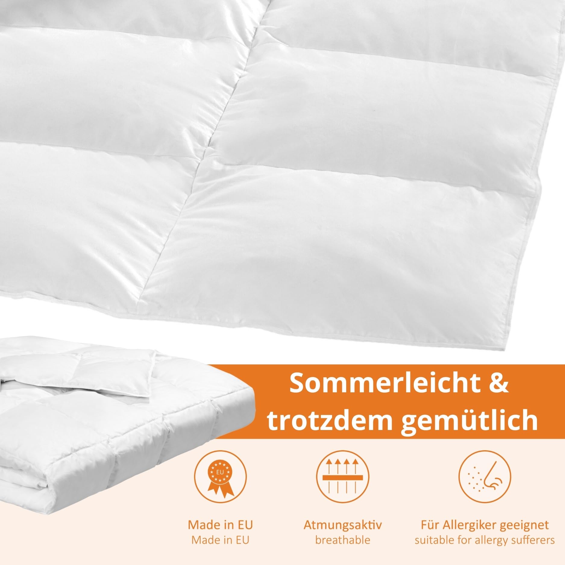sleepling Sommer Daunendecke 135x200 cm, Leichte & Dünne Sommerdecke