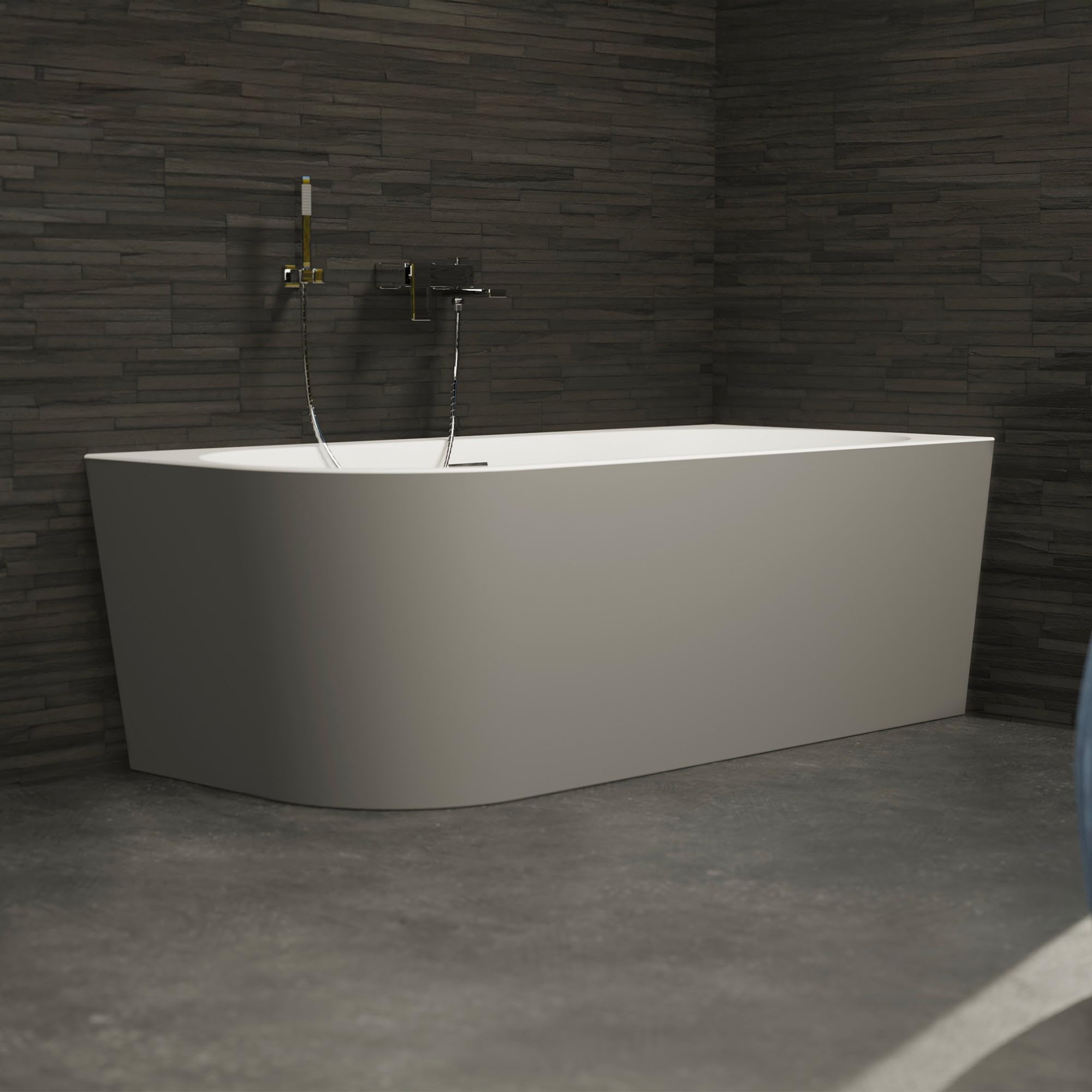 SPALINA Capri 170 Droite Grise - Bañera Semi-exenta Mural L. 170 x l. 76 cm