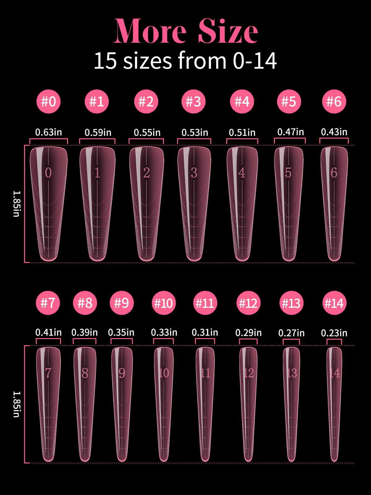 EBANKU 150PCS Pink Dual Nail Forms System Coffin Nail Mold Tips Acrylic Stiletto Nail Extension Tools for Nail Art Salon Nails Design 15 Sizes - Image 2
