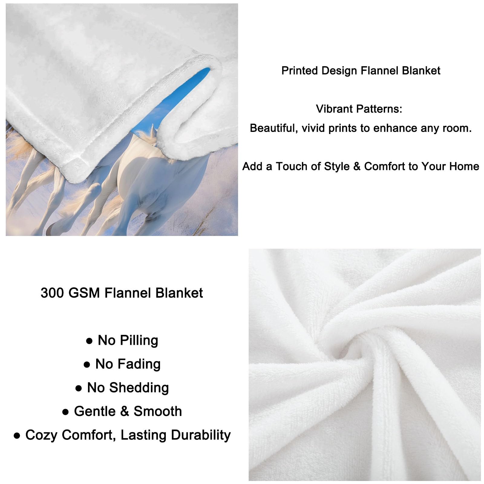 CozyRest Manta de Felpa de Lujo para Sofá y Cama, Carreras de Caballos en la Nieve 220 x 240 cm - Ultra Suave, Ligera y Cálida, Invierno