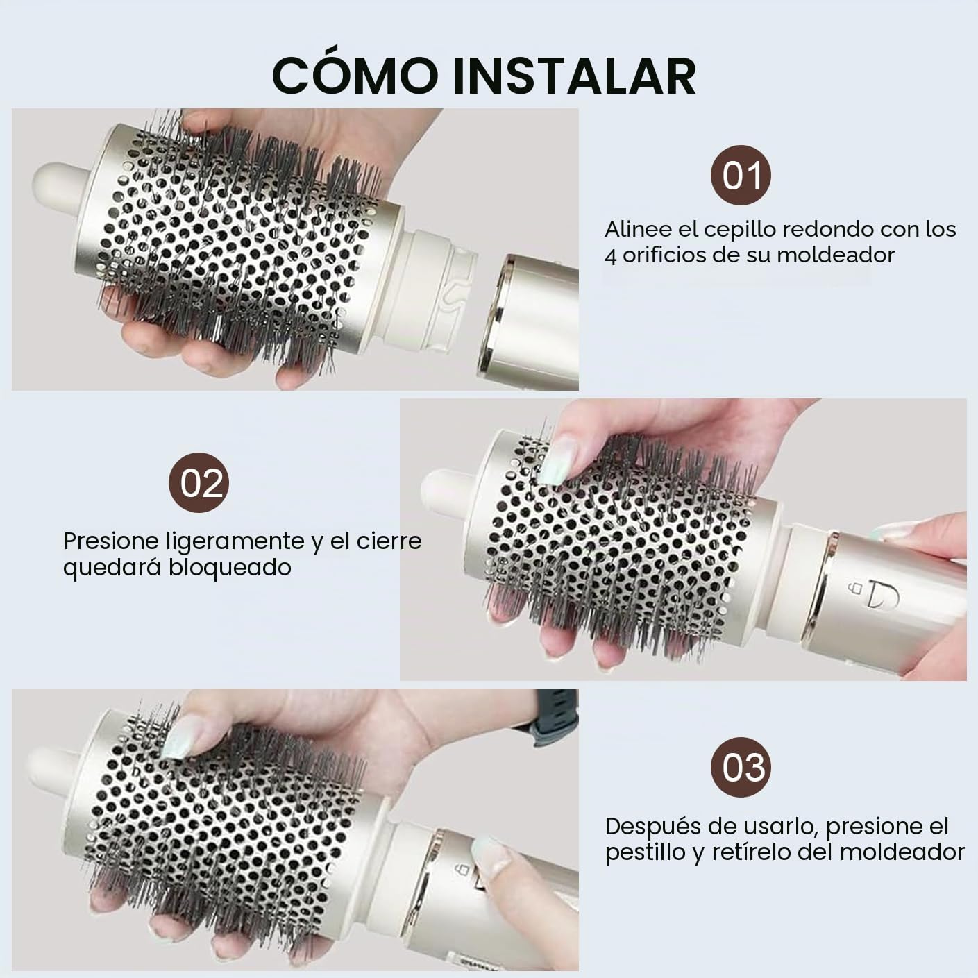 Cepillo redondo grande para secador Shark FlexStyle, cepillo redondo de volumen para cepillo de aire caliente de volumen jumbo para cabello liso, rizado, ondulado, accesorios para todo tipo de cabello
