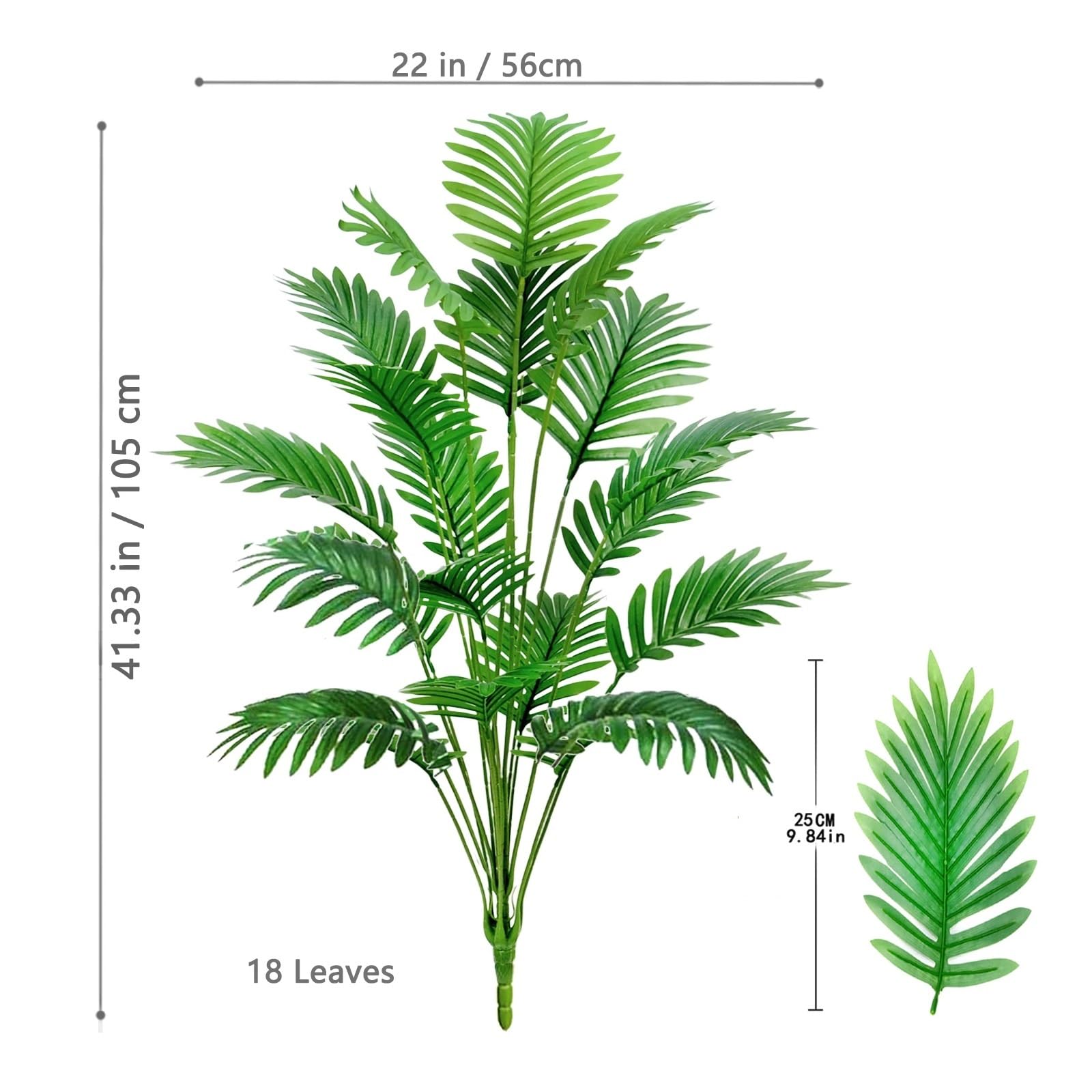 Pianta Artificiale Sospesa Rami di foglia di palma in plastica verde pianta finta tropicale di grande palma artificiale da 60-120 cm adatti for la decorazione domestica Per Ringhiera Terrazzo Balcone(