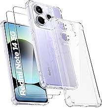 Xiaomi Redmi Note 14 5G Case with 2 Pieces Tempered Glass, Soft Transparent TPU Silicone [Bumper with Reinforced Corners], Transparent Anti-Shock Case
