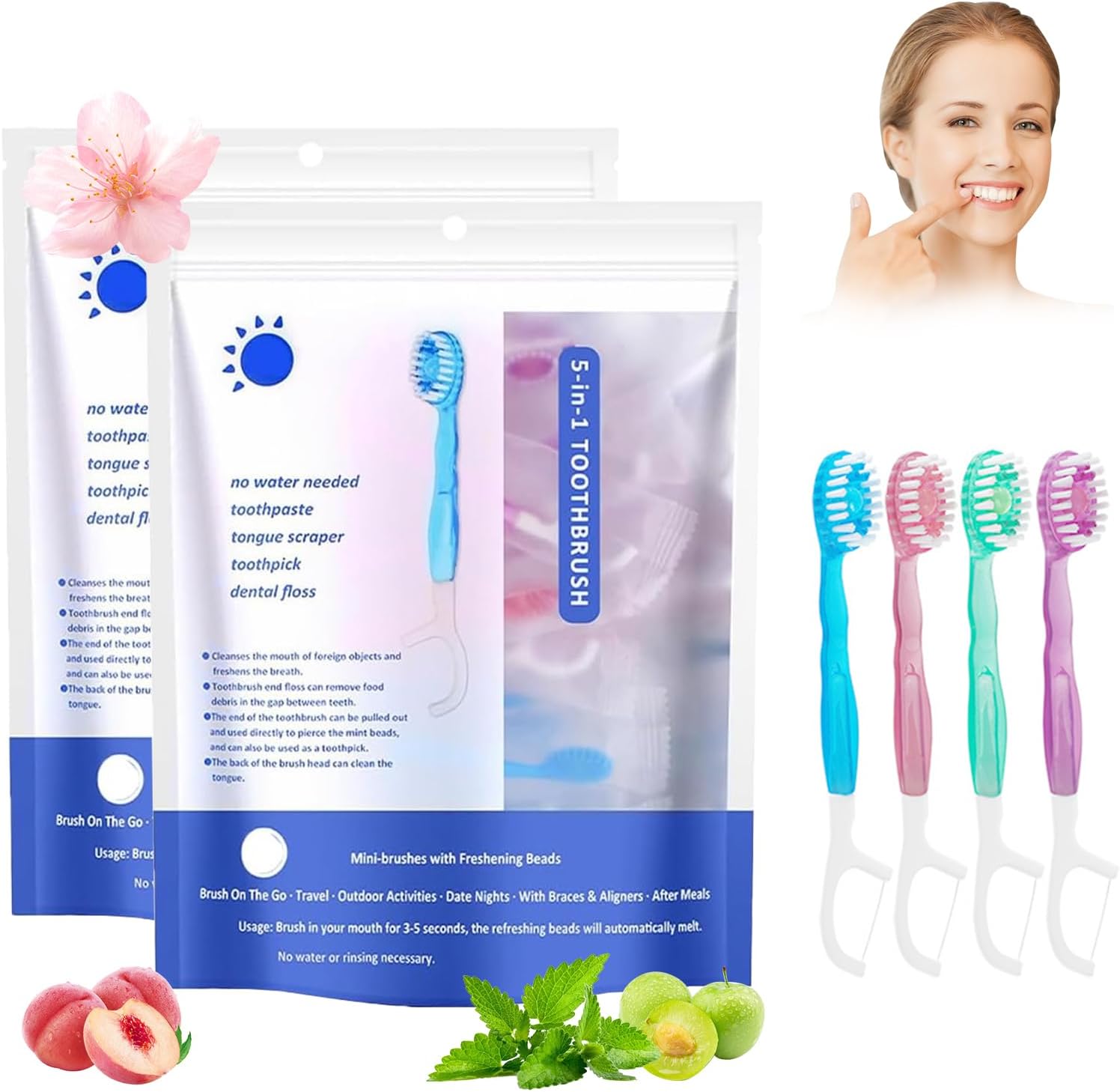 5 in 1 Toothbrush & Floss, 26Pcs mini toothbrushes with Toothpaste, All in one Oral Care on The go, 5 in 1 mini Brush, Toothpaste and Floss, Disposable Travel Toothbrush Set (2) 5 in 1 Toothbrush & Floss, 26Pcs mini toothbrushes with Toothpaste, All in one Oral Care on The go, 5 in 1 mini Brush, Toothpaste and Floss, Disposable Travel Toothbrush Set (2)