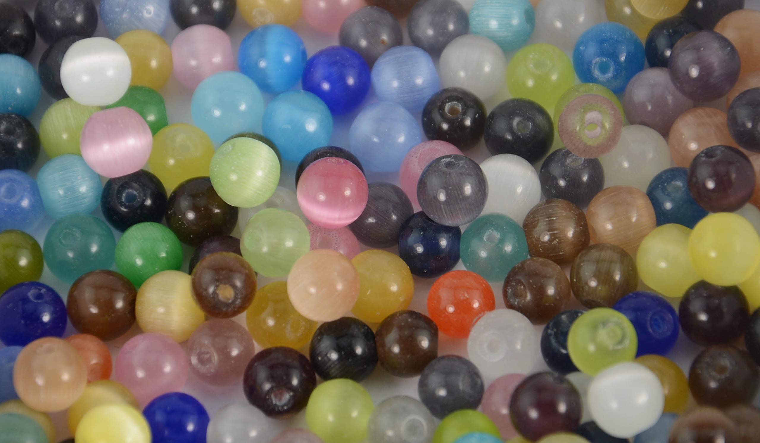 Jewellery DIY Making Crafts Beading 27pcs 8mm Mixed Colour Glass Cats Eye Round Beads (10)