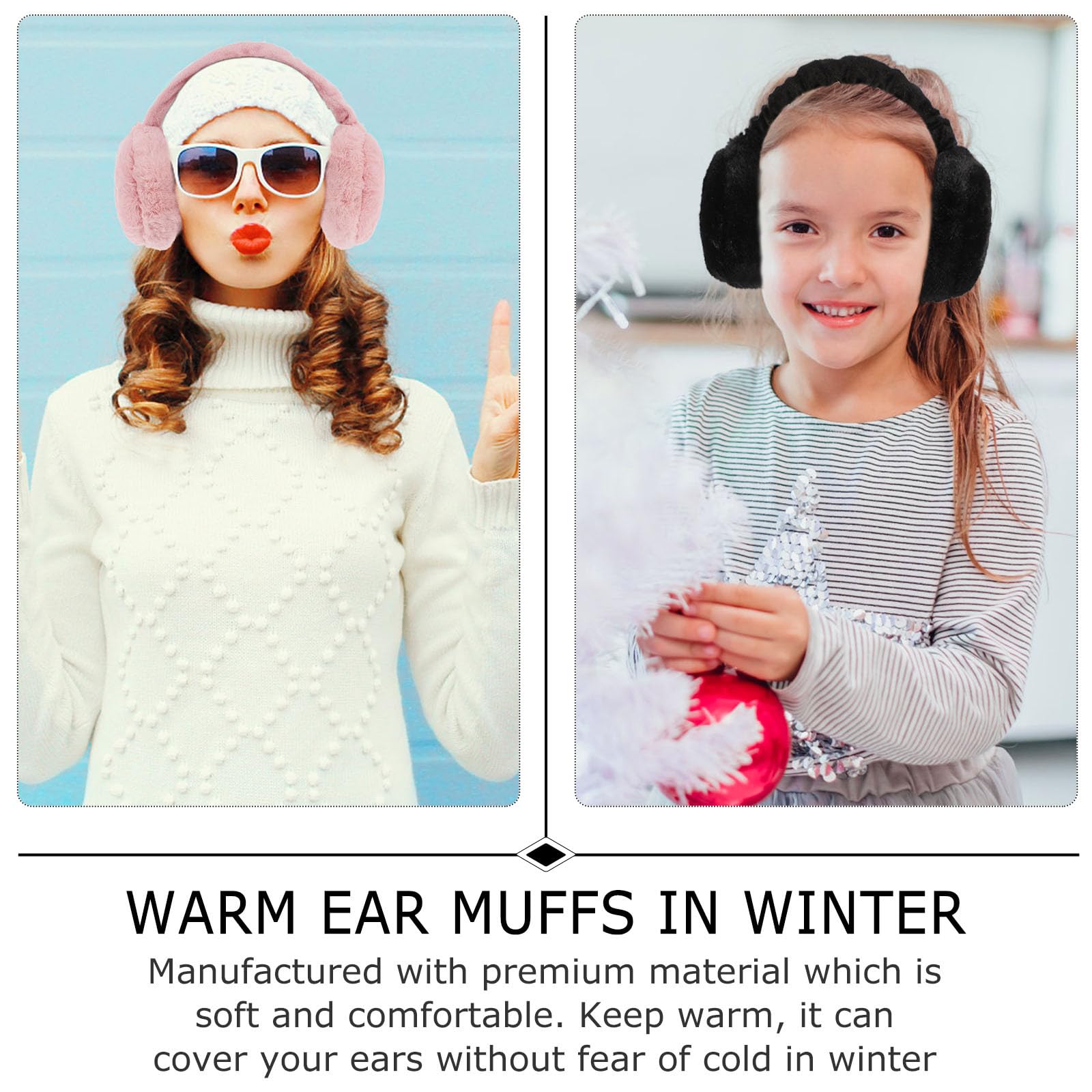 BESTonZON Orejeras de Invierno Cálidas y Plegables de Poliéster para Mujer y Hombre, Pack de 2 Piezas, Protección Viento y Frío