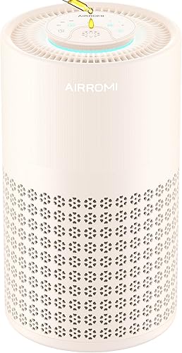 Miniatura 12 de Purificador de aire AIRROMI para dormitorio con filtro HEPA 3-en-1, purificador de aire para mascotas para el hogar con olor a orina de gato, cubre