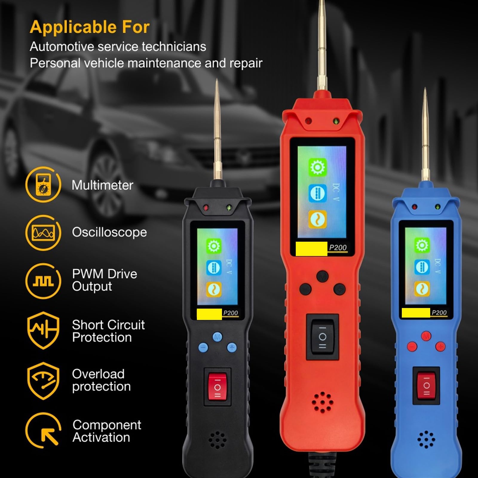 Probador Profesional De Circuitos Eléctricos Para Automóviles Prueba Continuidad Voltajes 12V/24V Circuitos Automotrices Con Cable 2M Continuidad Voltajes
