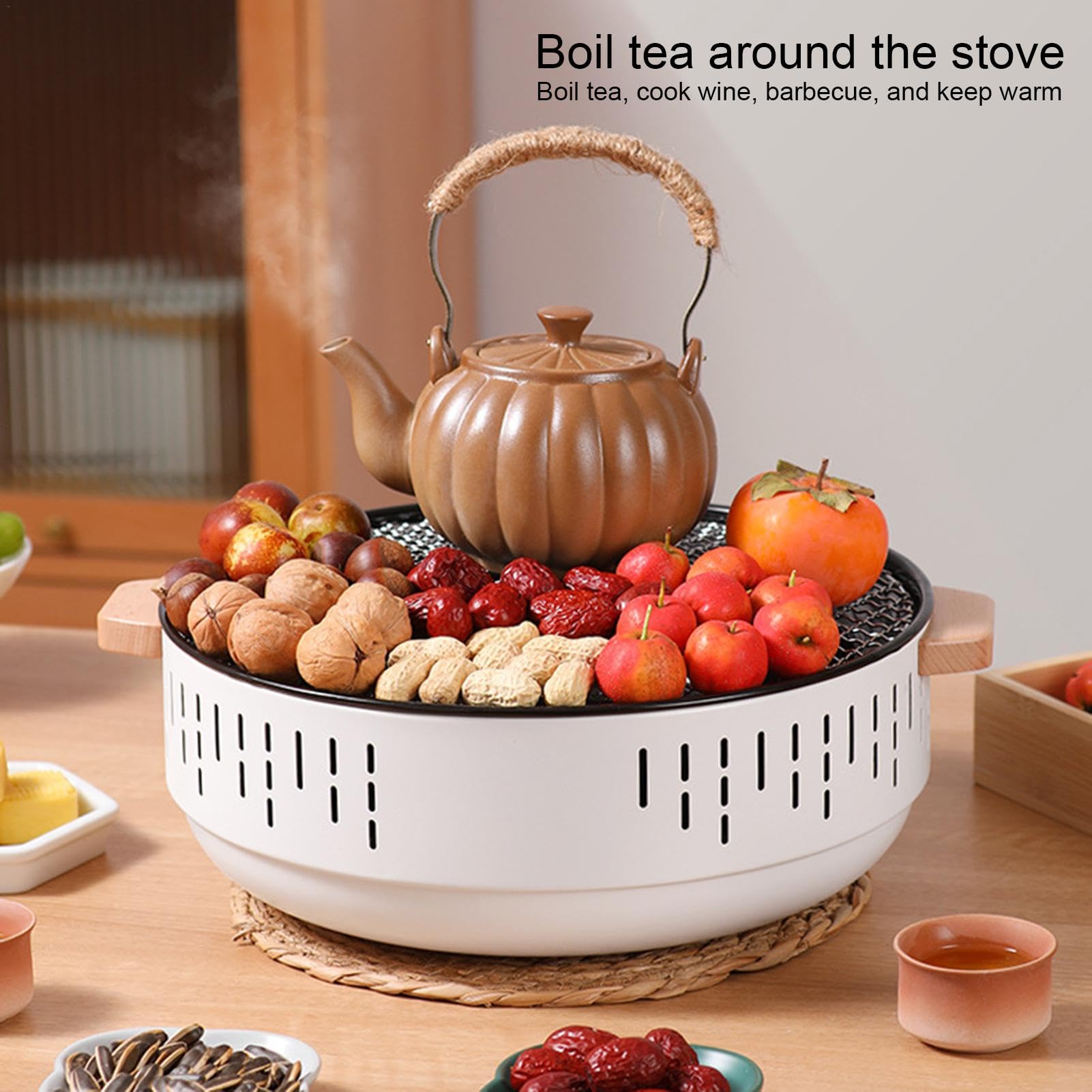 Barbecue a carbonella, portatile a carbonella, in acciaio inox alimentare con rete a rete densa, griglia da tavolo con portatile, teglia da forno antiaderente per | con rete a rete densa, griglia da tavolo con portatile, teglia da forno antiaderente per