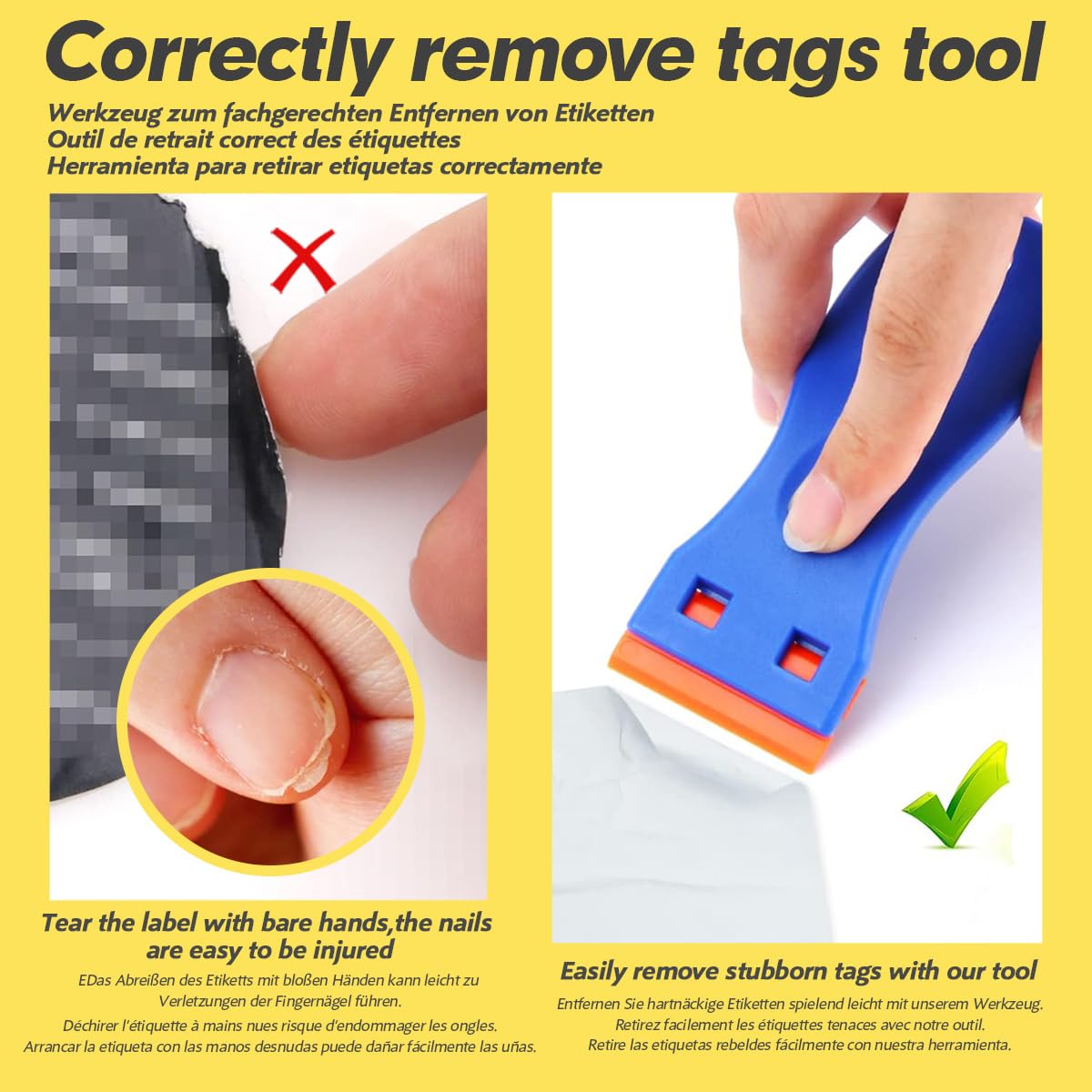 プラスチックカミソリブレードスクレーパーとブレード10個、ラベルデカールツール、傷なしプラスチックカミソリブレードスクレーパー、ステッカー、ガスケット、ウィンドウカーガラス用ペイント用接着剤リムーバー。 - 5