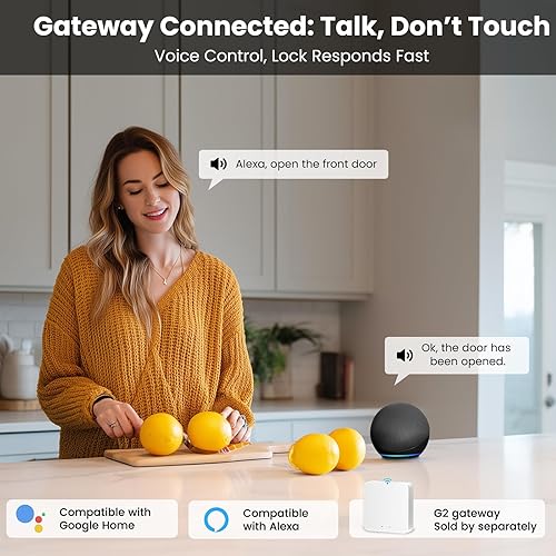 Miniatura 9 de Cerradura de puerta de entrada sin llave, cerradura de puerta inteligente, cerradura de cerrojo inteligente con teclado, bloqueo automático y de un