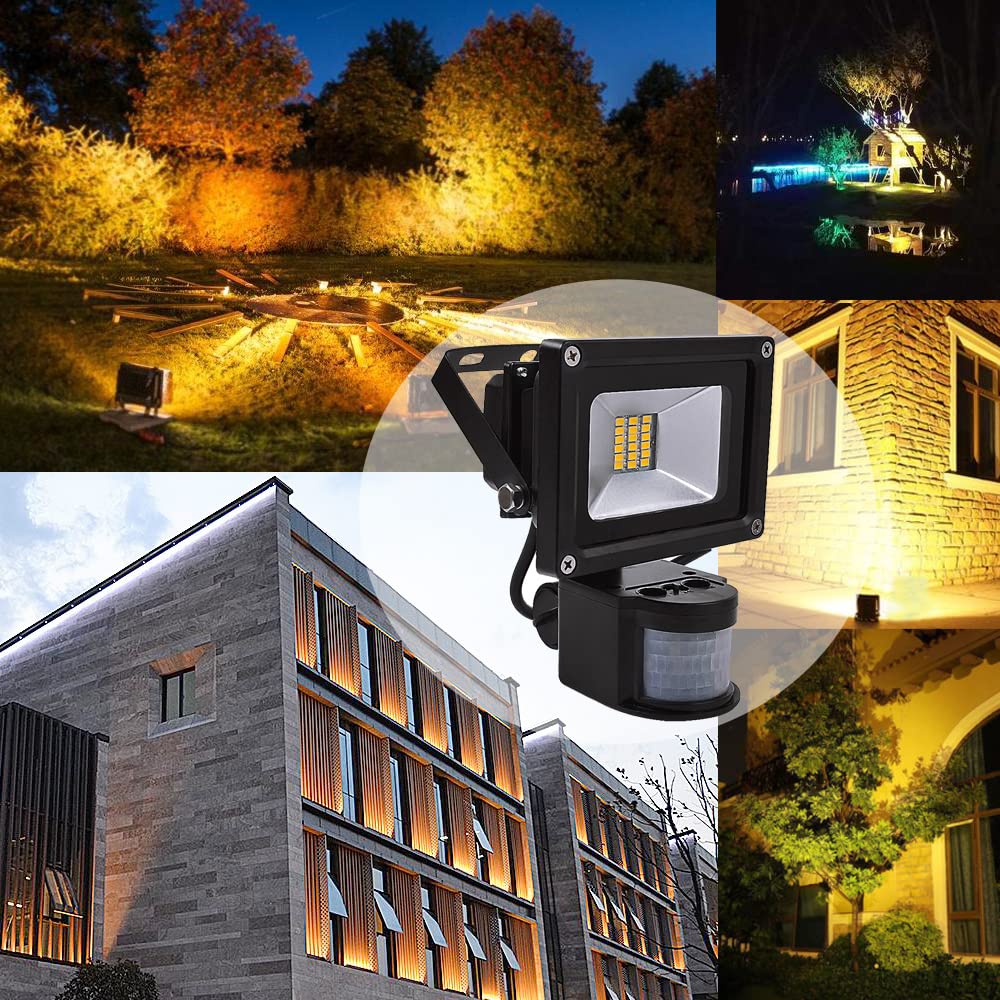 2x 10W 20W 30W 50W Faretto LED con Sensore di Movimento,Luce di Sicurezza Impermeabile IP65,Faro LED Esterno con Sensore,Bianco Caldo 3000K,Faretti LED per Giardino,Corridoio,Patio(20 watt)