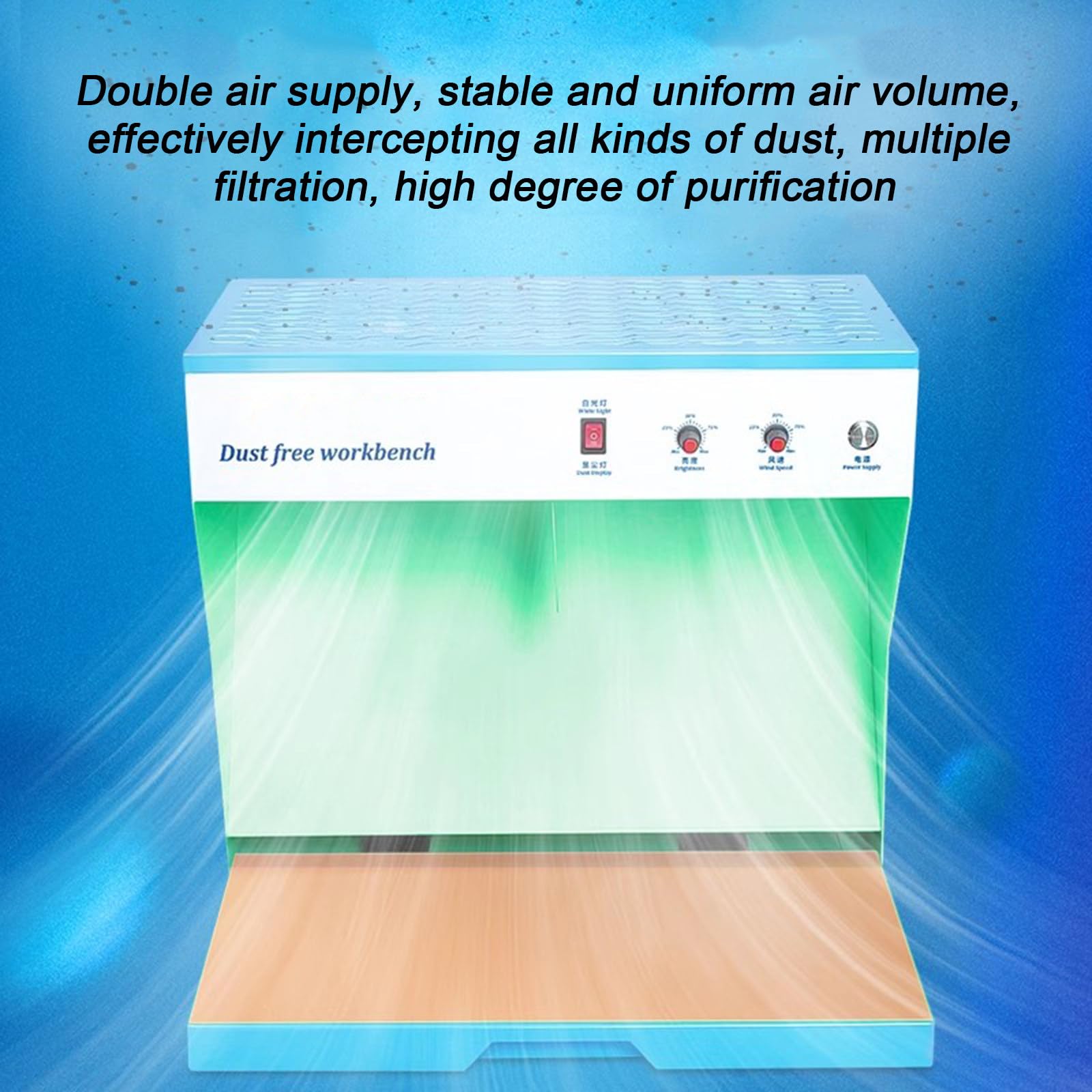 Vertikale Laminar Flow Hood, Clean Bench mit 10 einstellbaren Windgeschwindigkeiten, ideal für Reinraumarbeiten und Handy-Reparatur, verbesserte Luftzirkulation und Kontaminationskontrolle