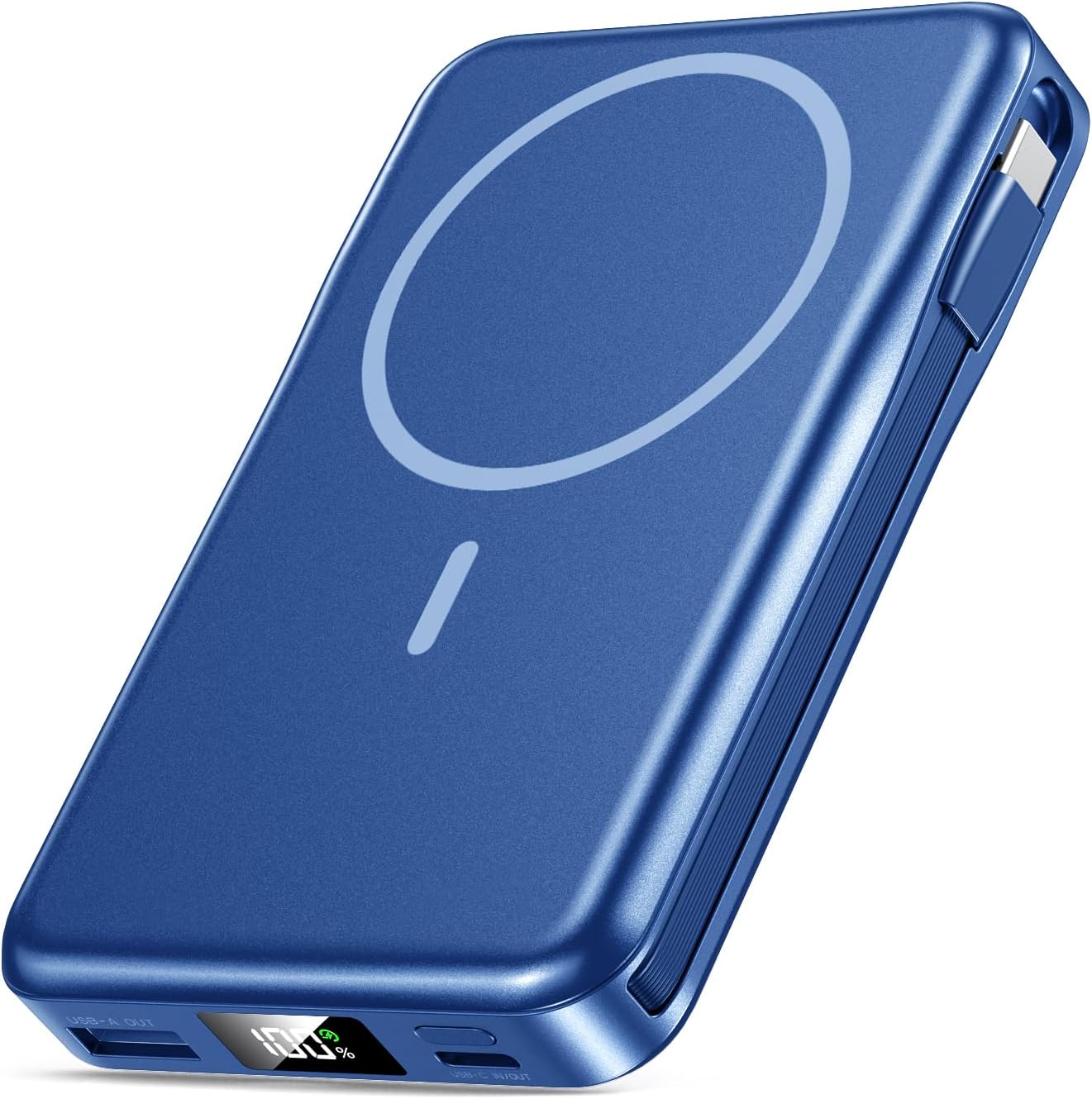 Magnetic Portable Charger, 10000mAh Power Bank, 5 in 1 Portable Charger with Built in Cable, 20W Fast Charging for Magsafe Battery Pack Compatible with iPhone 16/15/14/13 Pro/Pro Max, Samsung Series