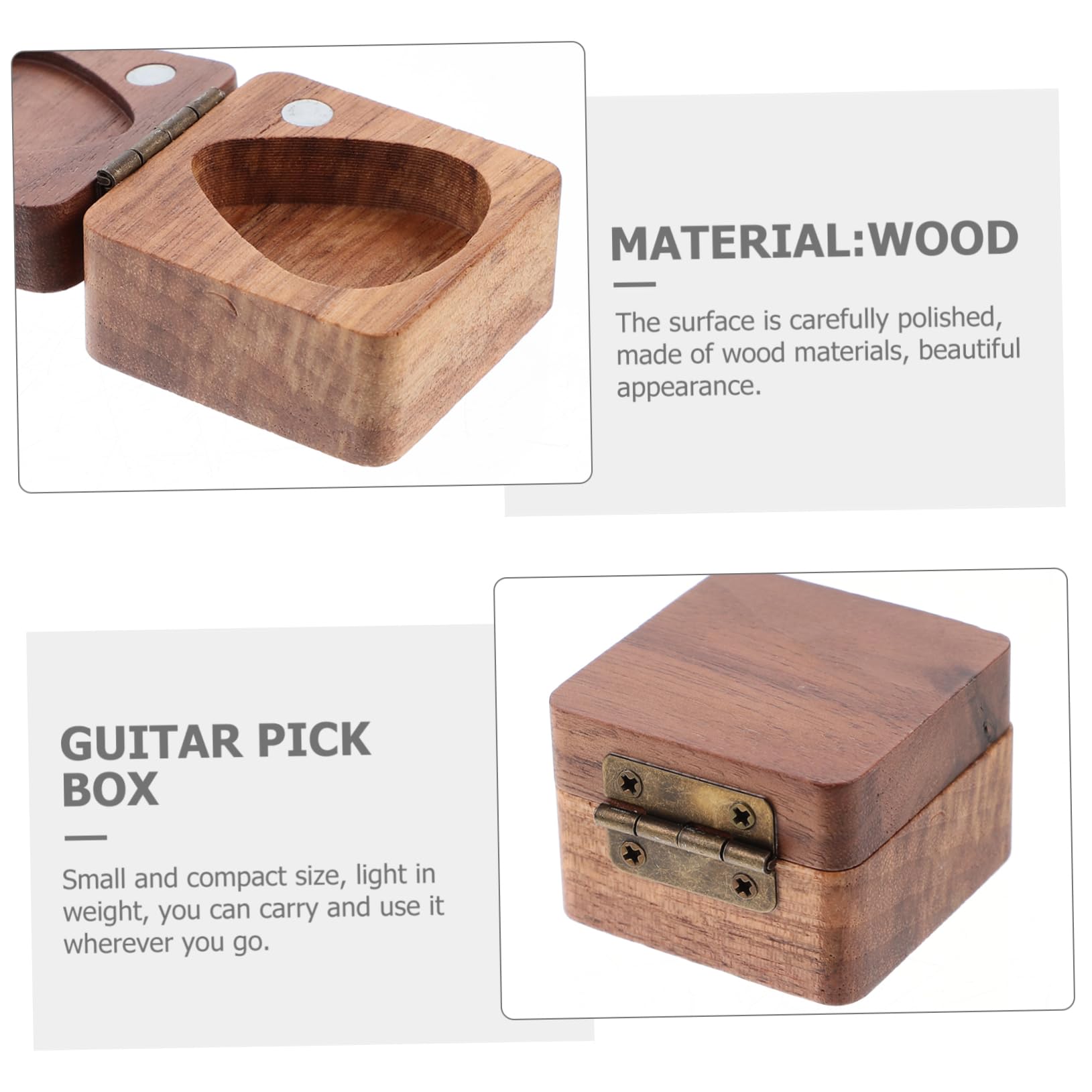 NULYLU Wooden Guitar Pick Case Durable Ukulele Pick Holder Elegant Box Present for Guitarists Musicians Protects From Scratches Damage